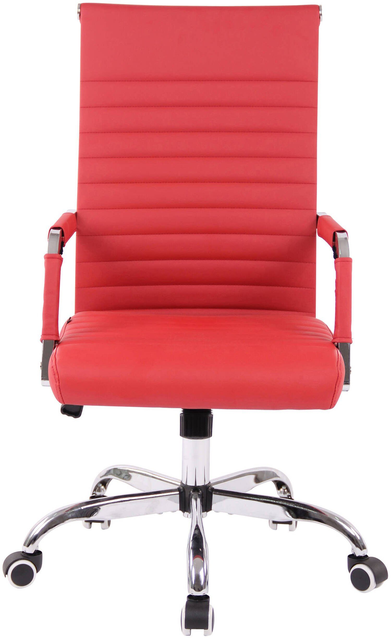 Bürostuhl Gestell: Drehstuhl, rot chrom Metall (Schreibtischstuhl, drehbar Rückenlehne - und Amadeus TPFLiving Kunstleder 360° Bürostuhl Chefsessel, mit - bequemer Sitzfläche: XXL), höhenverstellbar