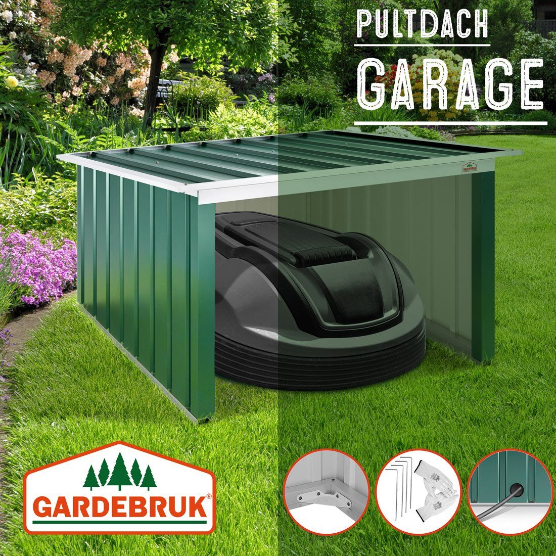 Gardebruk Mähroboter-Garage, Pultdach Metall 89x90x54cm Wetterbeständig günstig online kaufen