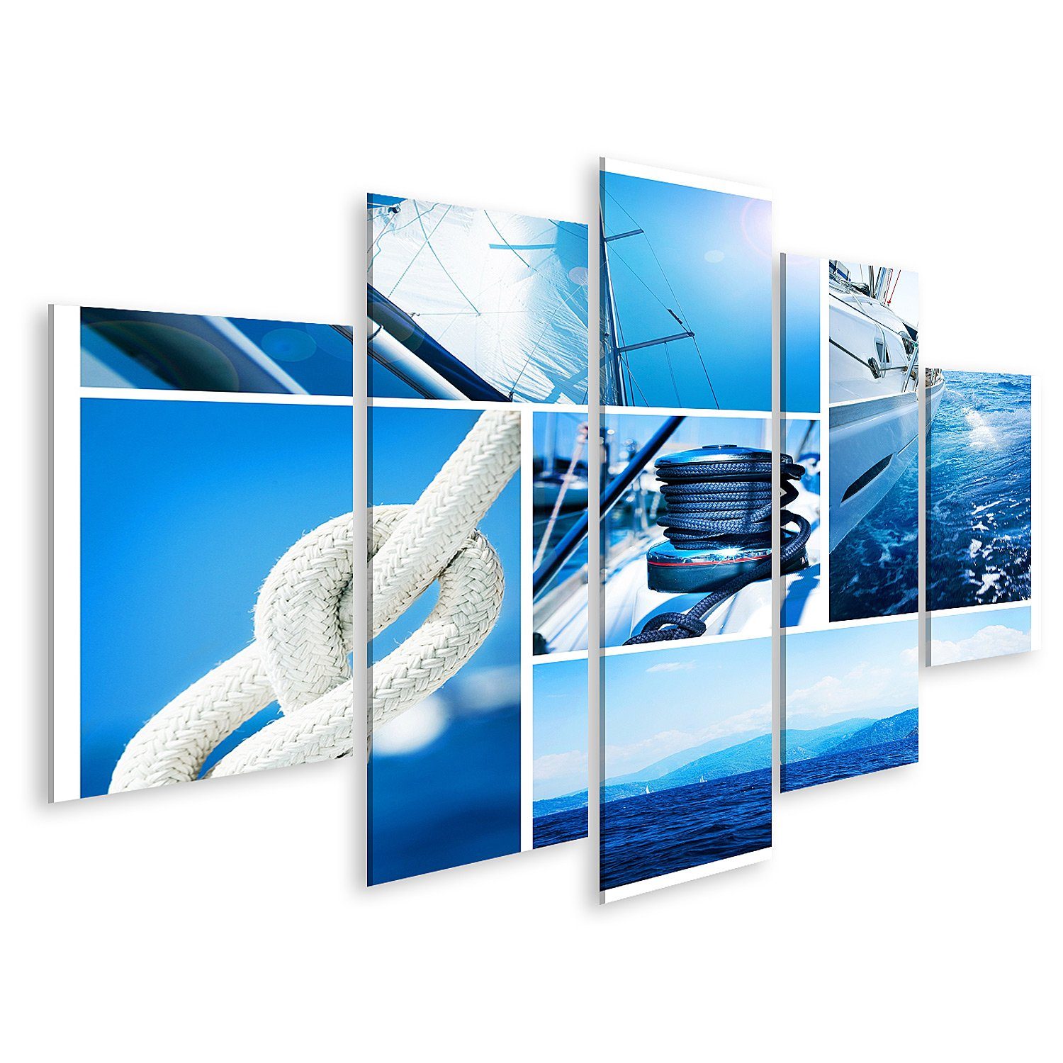 islandburner Leinwandbild Bild auf Leinwand Yacht Collage Segelboot Yachting Konzept Wandbild Po