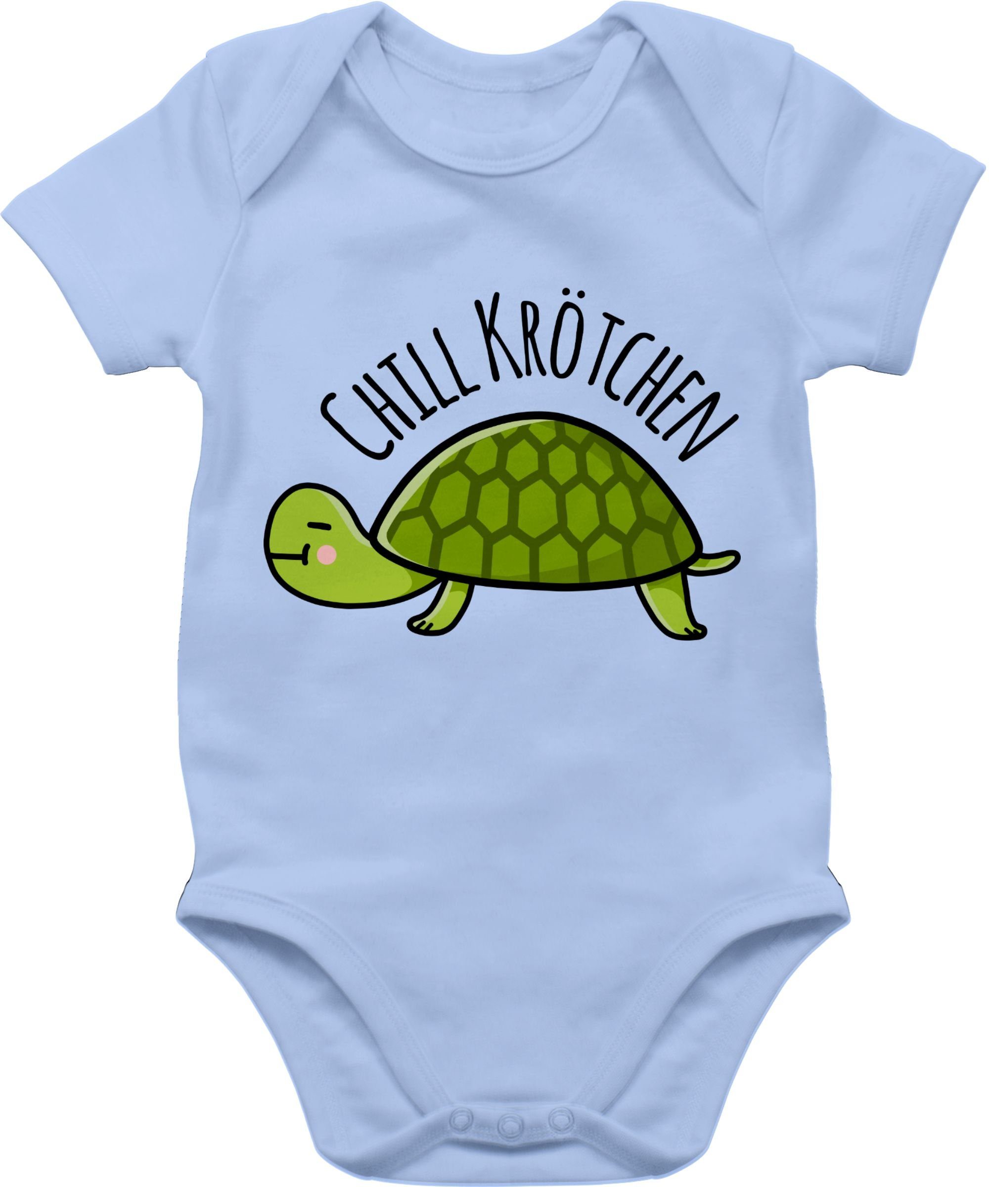 Shirtracer Shirtbody Chill Krötchen Schildkröte Tiermotiv Animal Print Baby 3 Babyblau
