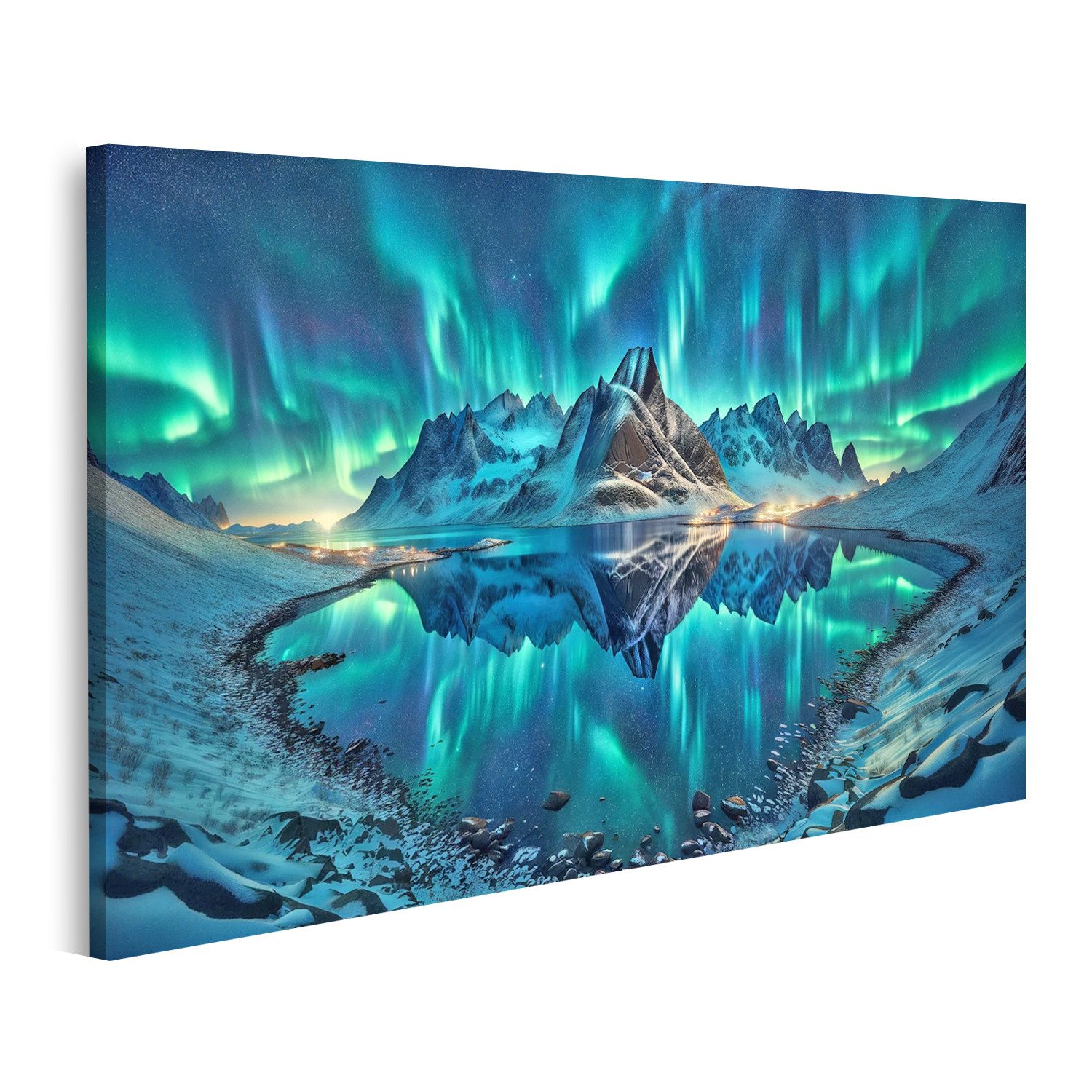 islandburner Leinwandbild Polarlichter über Nachtlandschaft atemberaubend günstig online kaufen