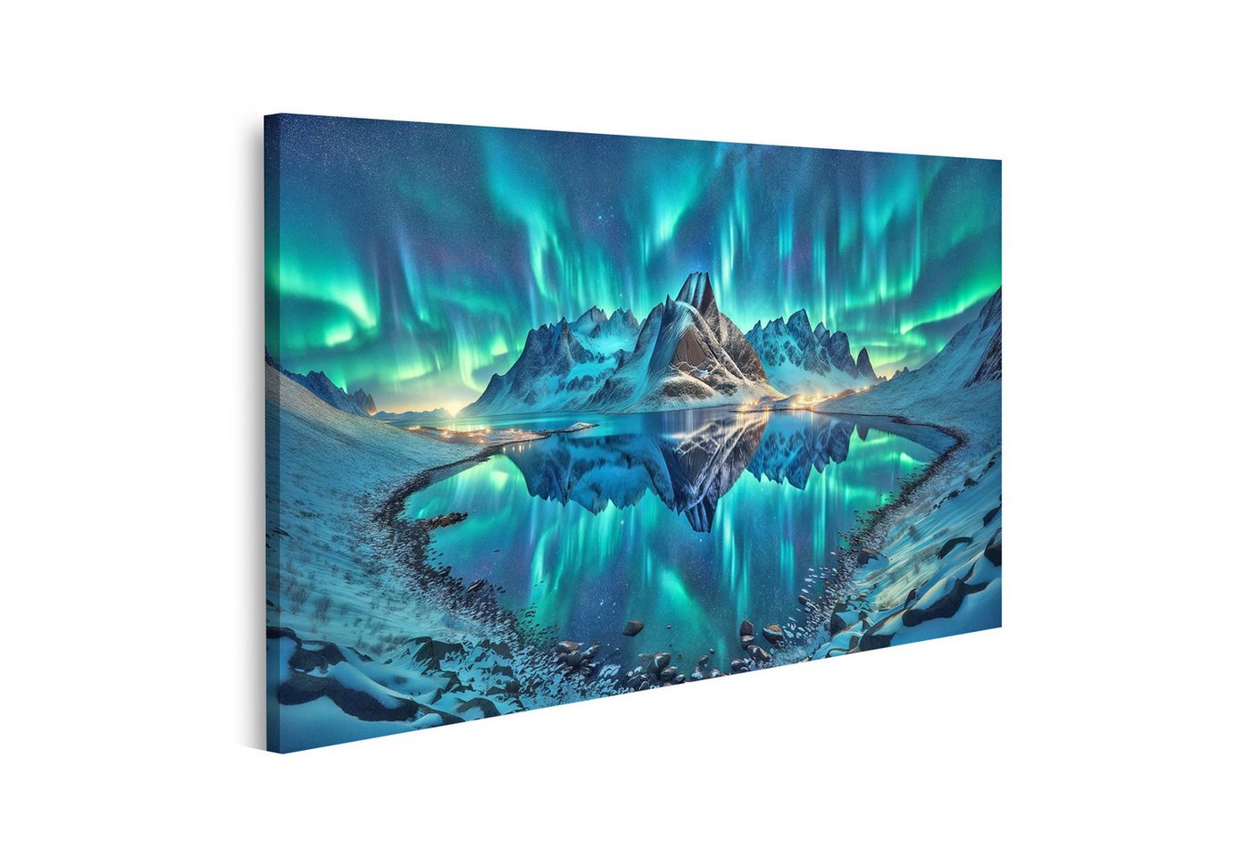 islandburner Leinwandbild Polarlichter über Nachtlandschaft atemberaubend Aurora Borealis
