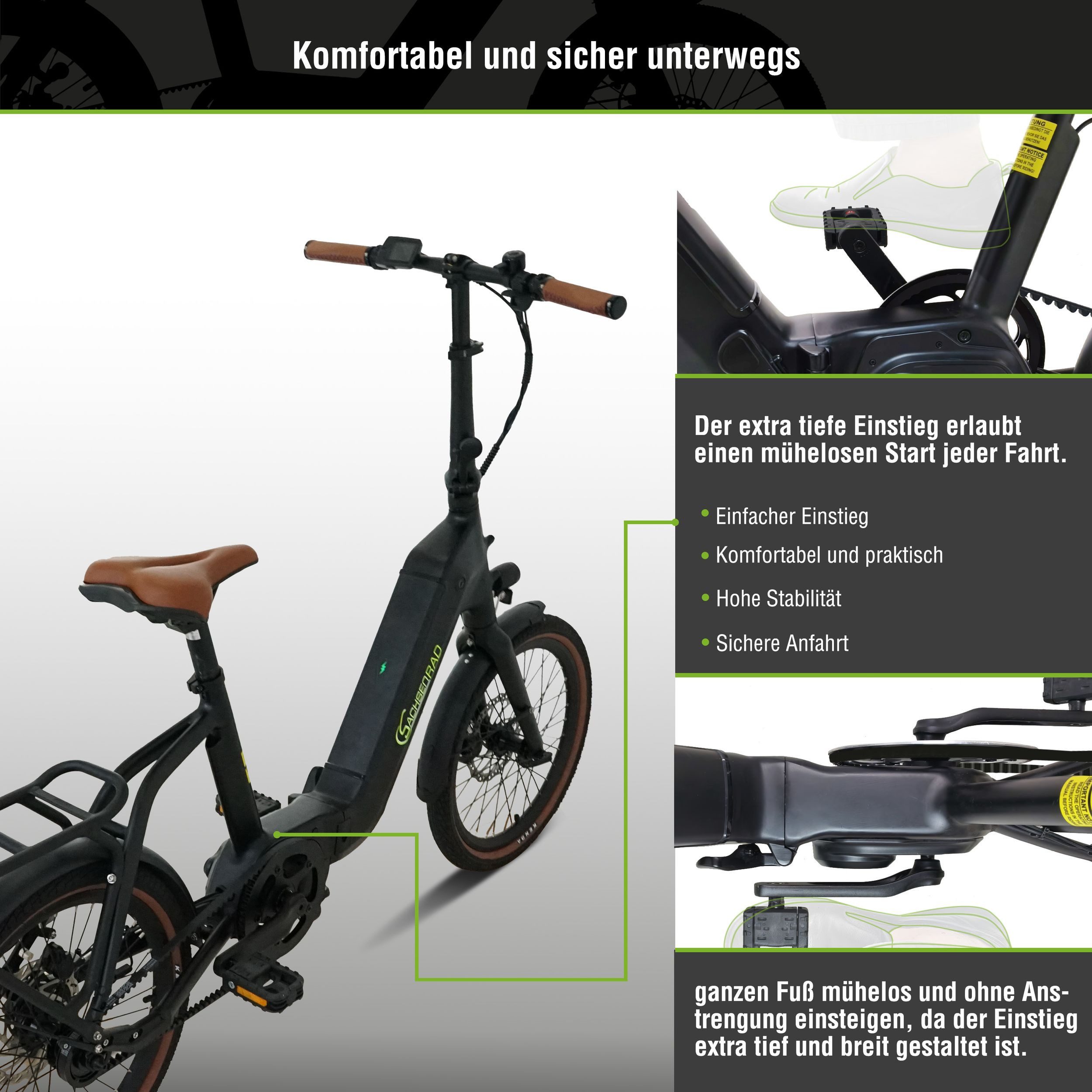 SachsenRAD E-Bike Faltrad F3G Centro mit automatischer Schaltung, 3 Gang, Automatikschaltung, Mittelmotor, 540 Wh – Bild 5 von 5