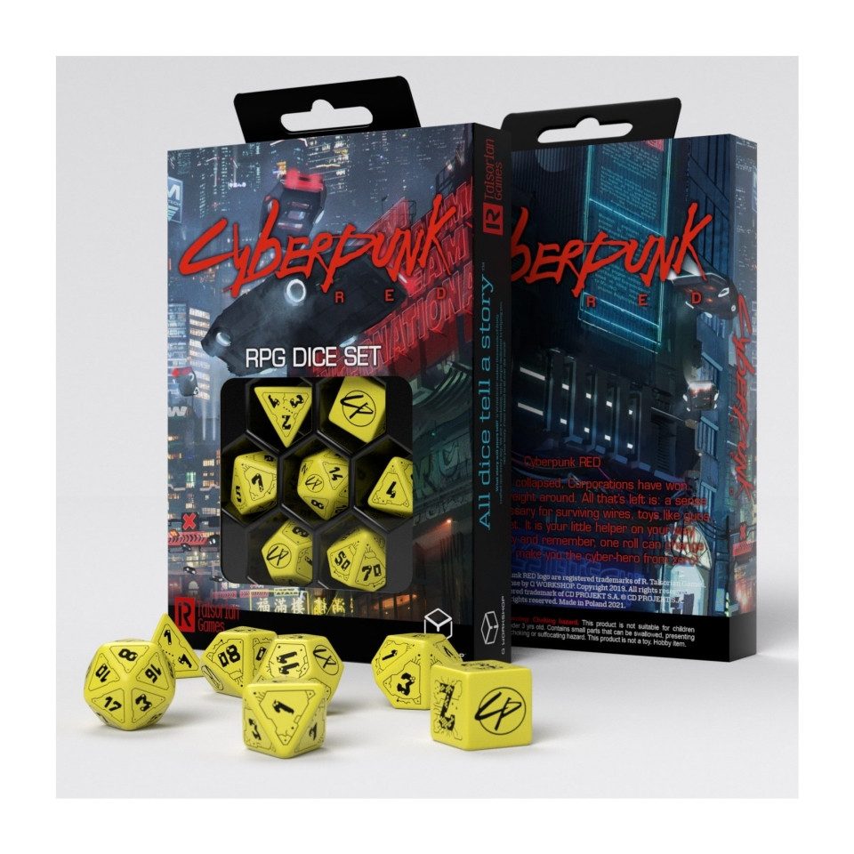 Q-Workshop Spiel, Cyberpunk Red Dice Set - Danger Zone (7) - englisch