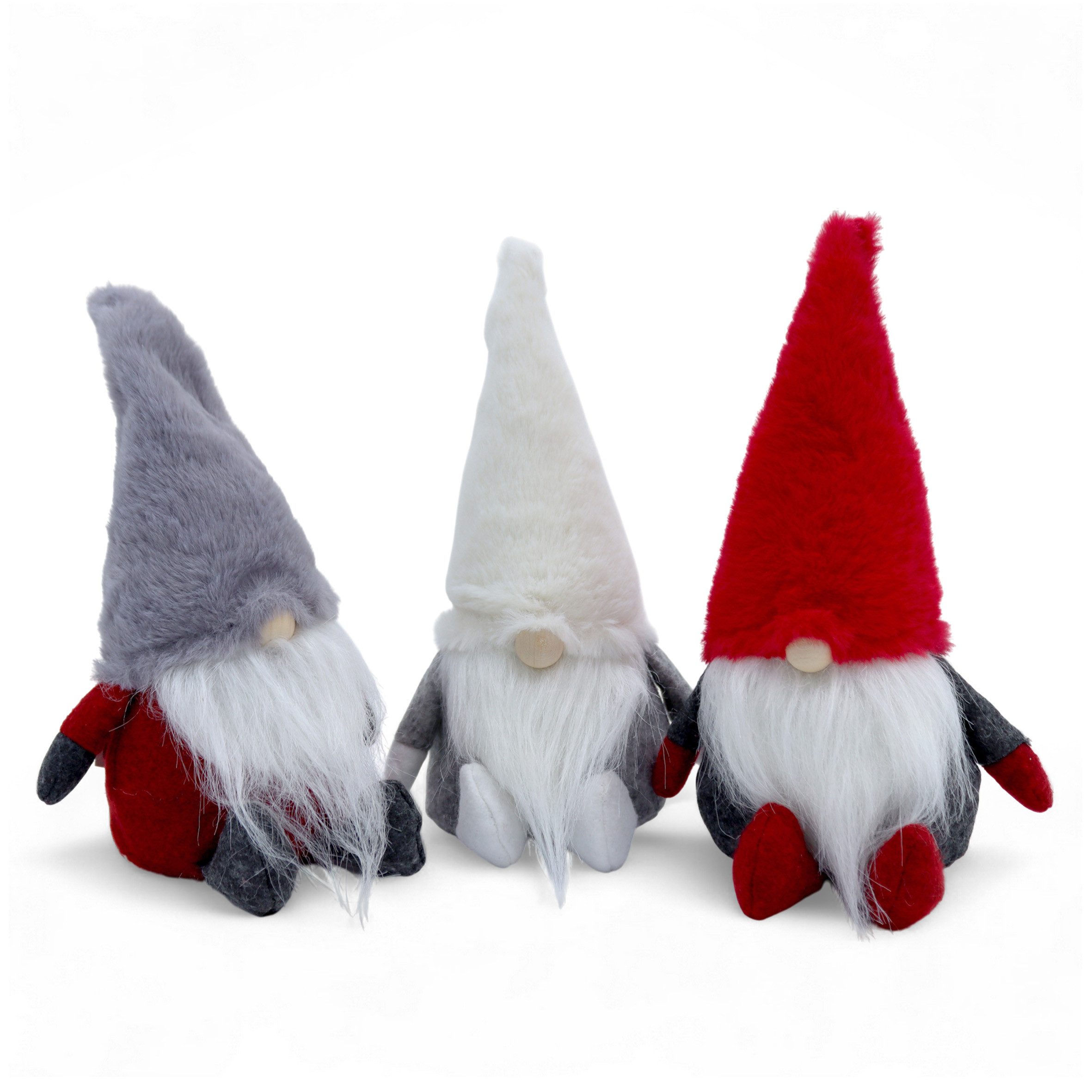Spetebo Імп Dekofigur sitzend 25 cm mit Fellmütze (Set, 1 St., 3-tlg), Імпmännchen mit Holznase