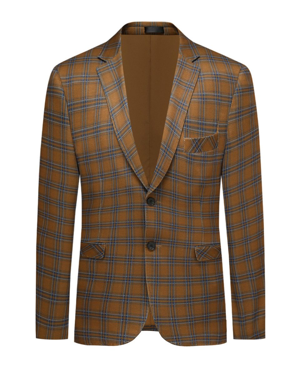 Allthemen Sakko Slim Fit Anzugjacke mit Karo Muster