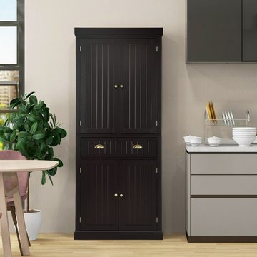 COSTWAY Küchenbuffet Hochschrank mit verstellbarer Regalen&Schublade, 183cm