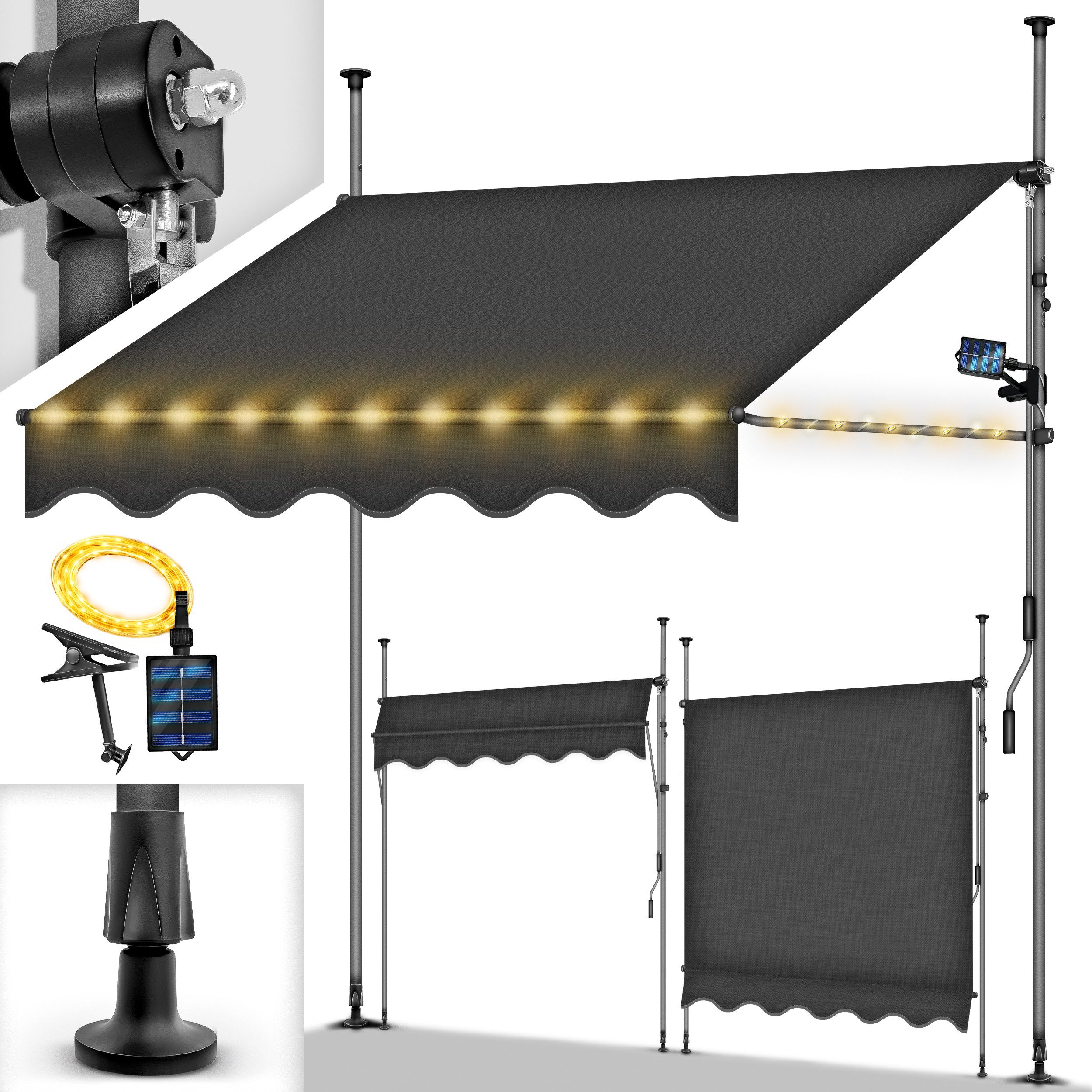 tillvex Klemmmarkise ohne Bohren mit LED günstig online kaufen