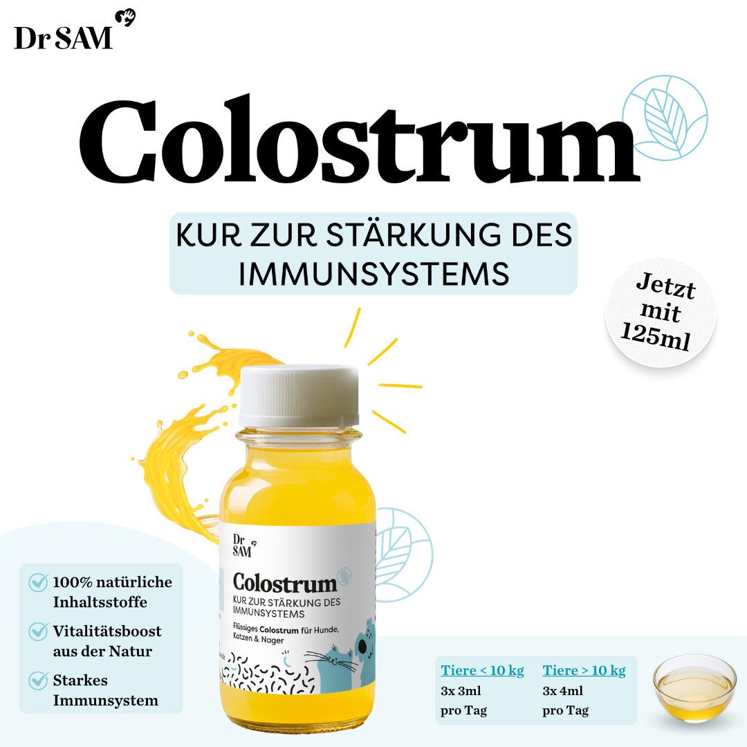 Dr. SAM Colostrum - Kur zur Stärkung des Immunsystems, für: Hunde, Katzen, Meerschweinchen, Ratten, Zwergkaninchen