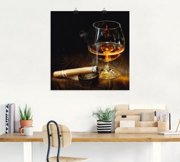 Artland Wandbild Zigarre und Cognac, Zigarren (1 St), als Leinwandbild, Poster in verschied. Größen