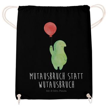 Mr. & Mrs. Panda Sporttasche Schildkröte Luftballon - Schwarz - Geschenk, Sporttasche, Mutausbruch (1-tlg), Weiche Kordel