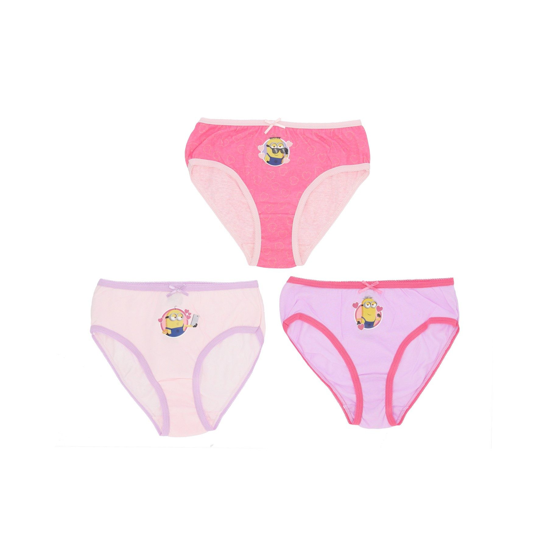 Minions Slip Mädchen Slips 3er Set Baumwolle Kinder Unterwäsche Alltag (Spar-Set, 3-St)