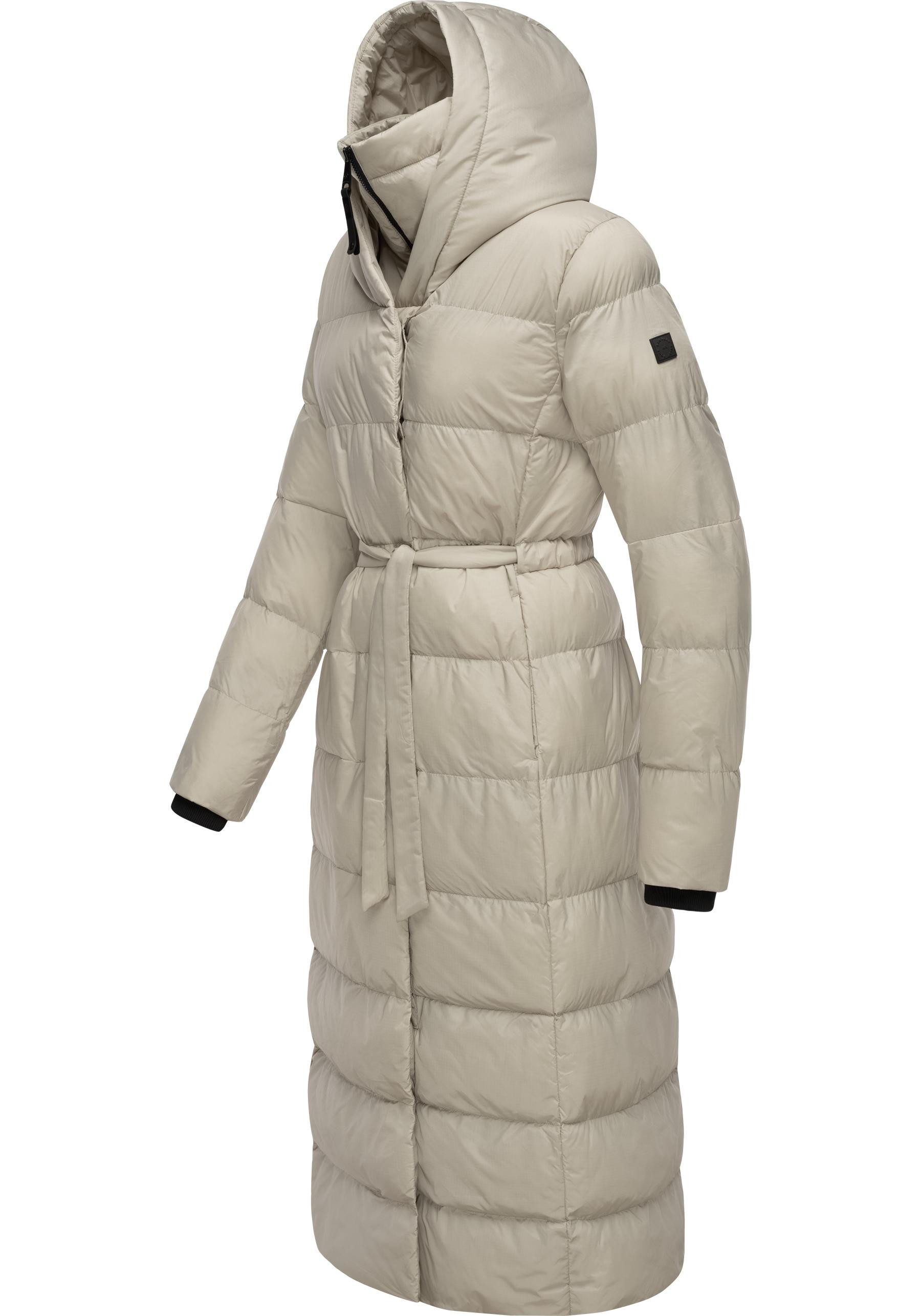 Ragwear Steppmantel Niara Long Gesteppter langer Damen Mantel mit Bindeband