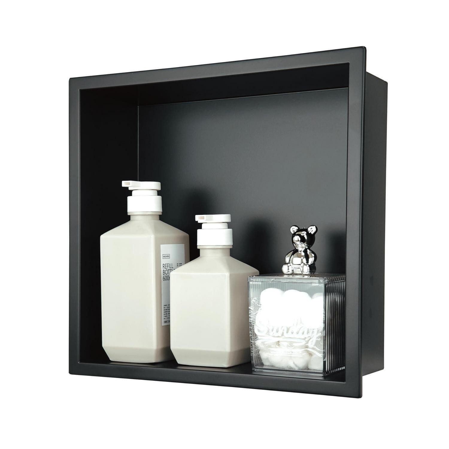 LuxusKollektion Duschablage Wandnische Edelstahl 30x30 matt-schwarz, 1-tlg.