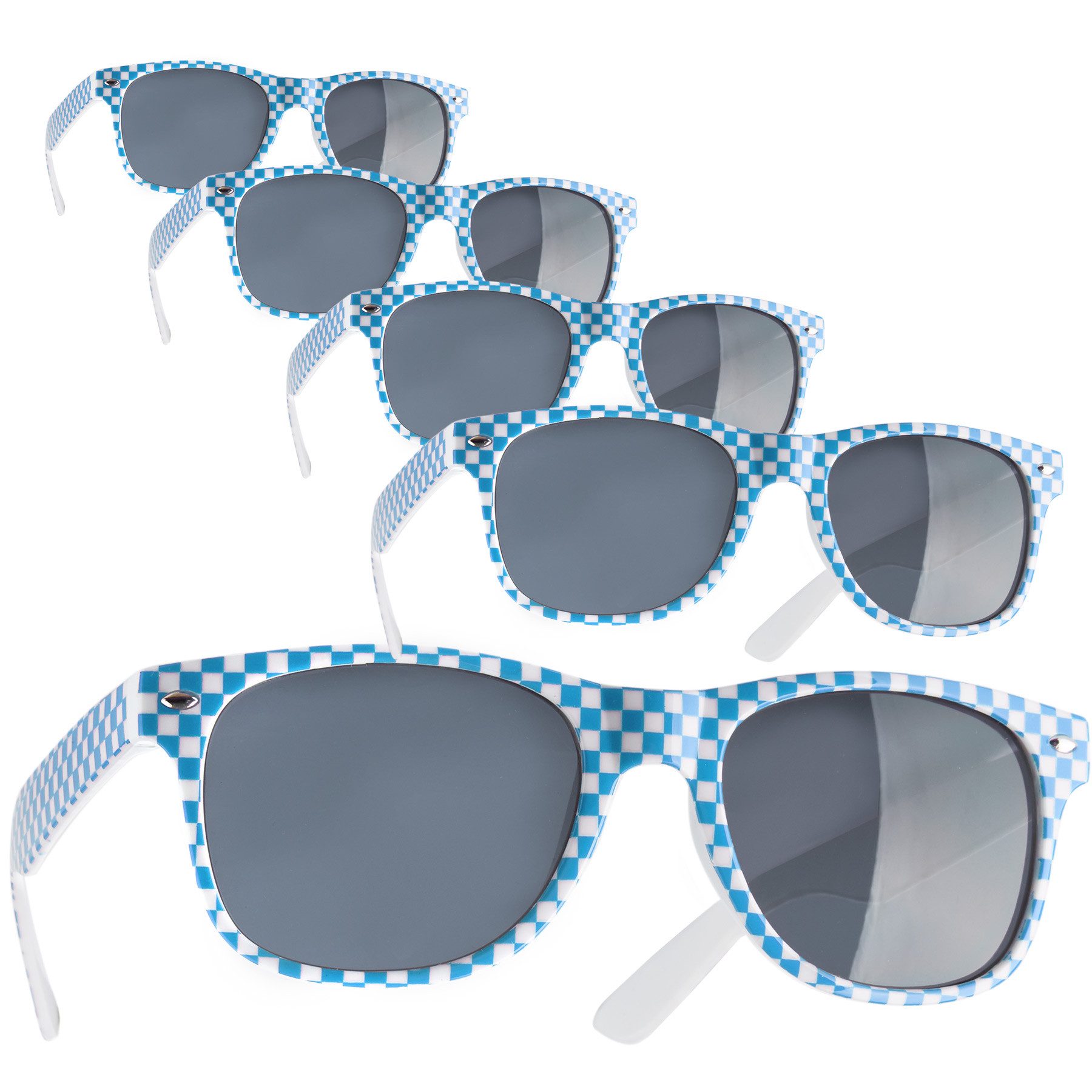 dressforfun Kostüm Partybrille/Scherzbrille, in blau/weiß, stabil, Einheitsgröße, Kariertes Gestell, leicht und angenehm zu tragen, für Mottopartys