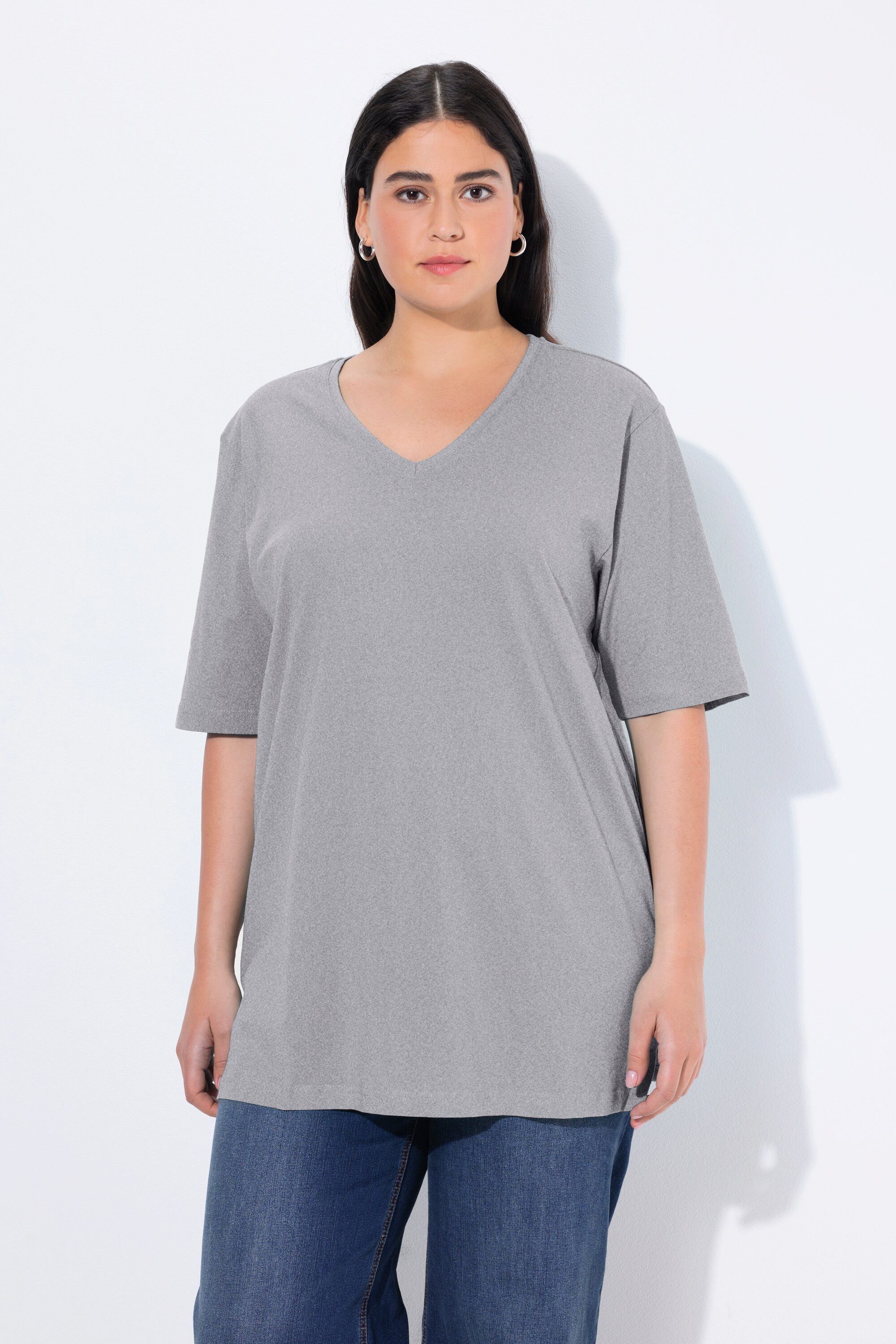 Ulla Popken T-Shirt T-Shirt V-Ausschnitt Relaxed günstig online kaufen