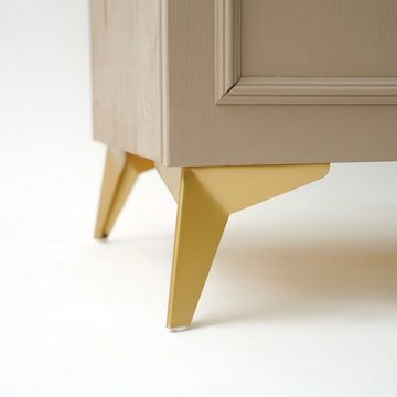 HORST Möbelfuß Möbelbeine Dreieck 4-er Set, Möbelfüße aus rostfreiem Stahl, Möbelfüße für Sofa, Kommode, Schrank, Sideboard, gold & schwarz