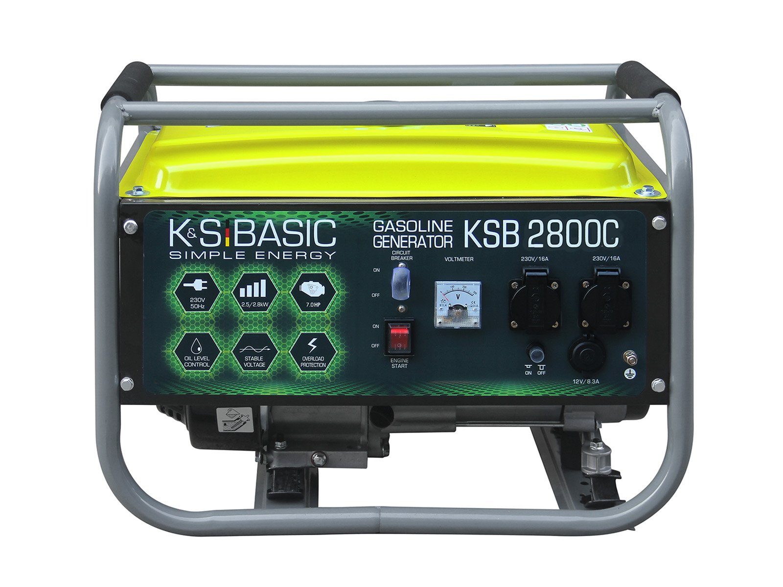 Könner & Söhnen Stromerzeuger »KSB 2800C«, 2,80 in kW, (7 PS 4-Takt  Benzinmotor, Kupfer Alternator, 1-tlg), 16A, 230V Generator, für den Heim-  und Freizeitbedar