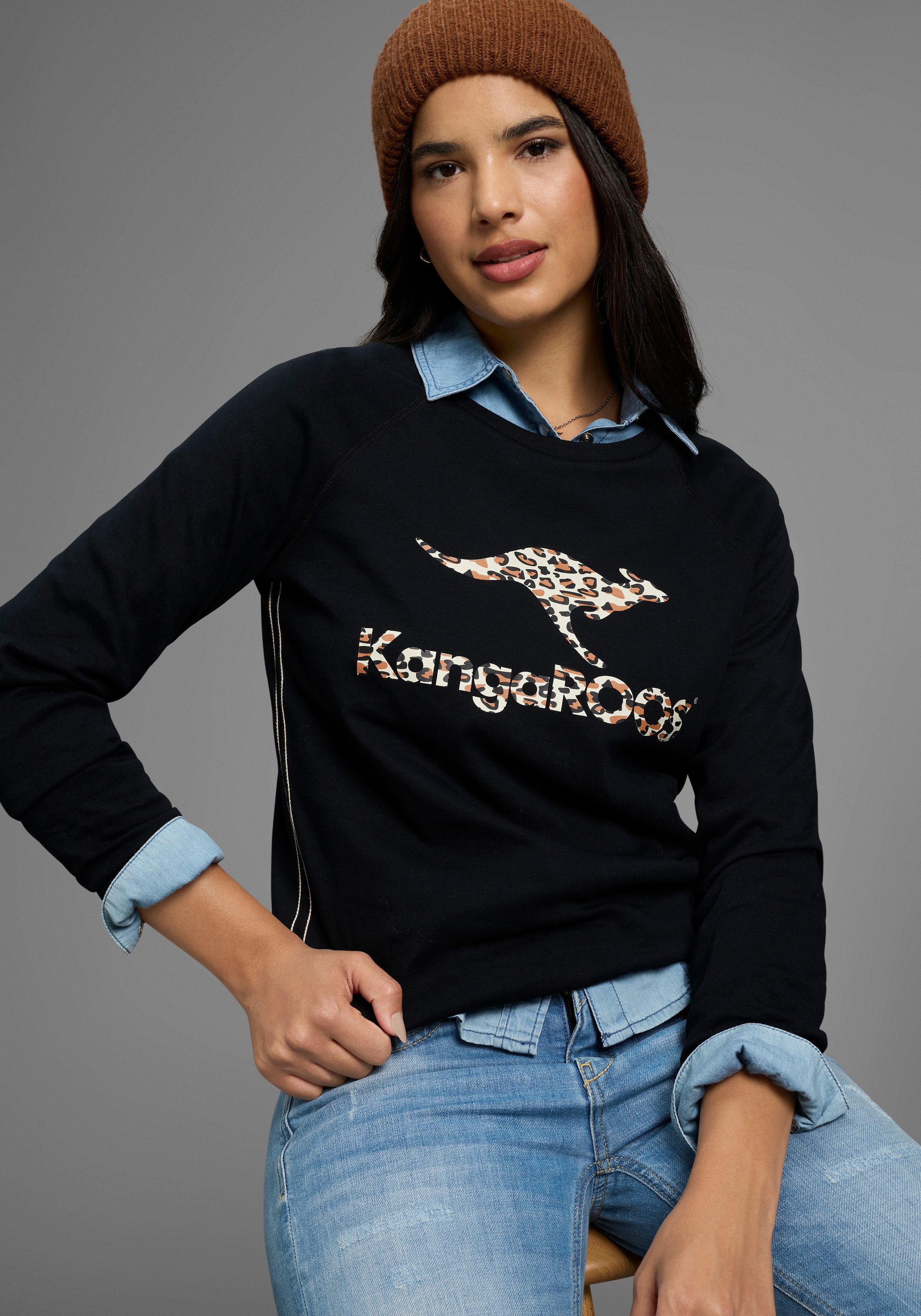 KangaROOS Sweatshirt Langarm, figurumspielender Schnitt, mit günstig online kaufen