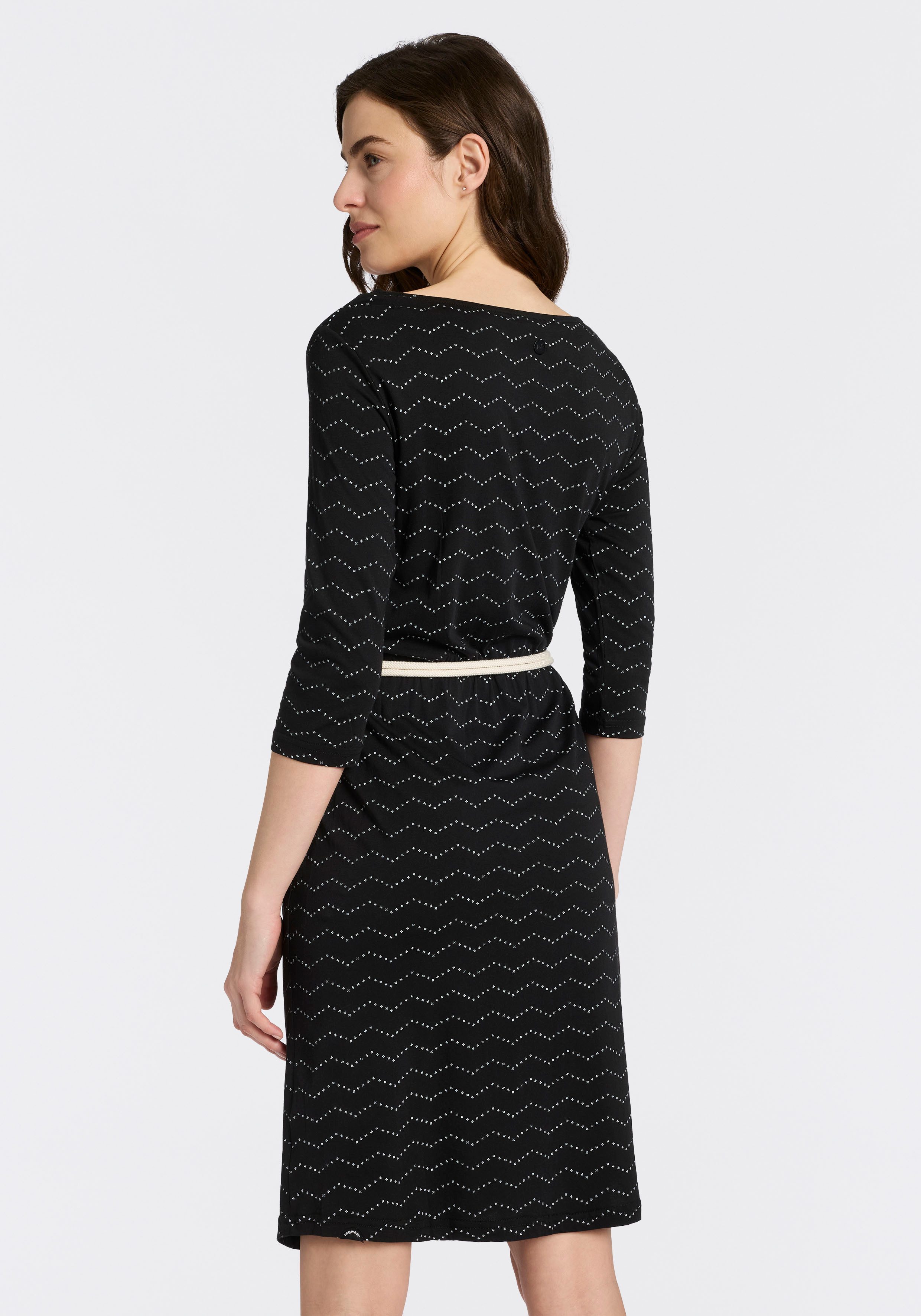 Ragwear Jerseykleid LILITHA ZIG ZAG O mit Taillen-Bindegürtel günstig online kaufen