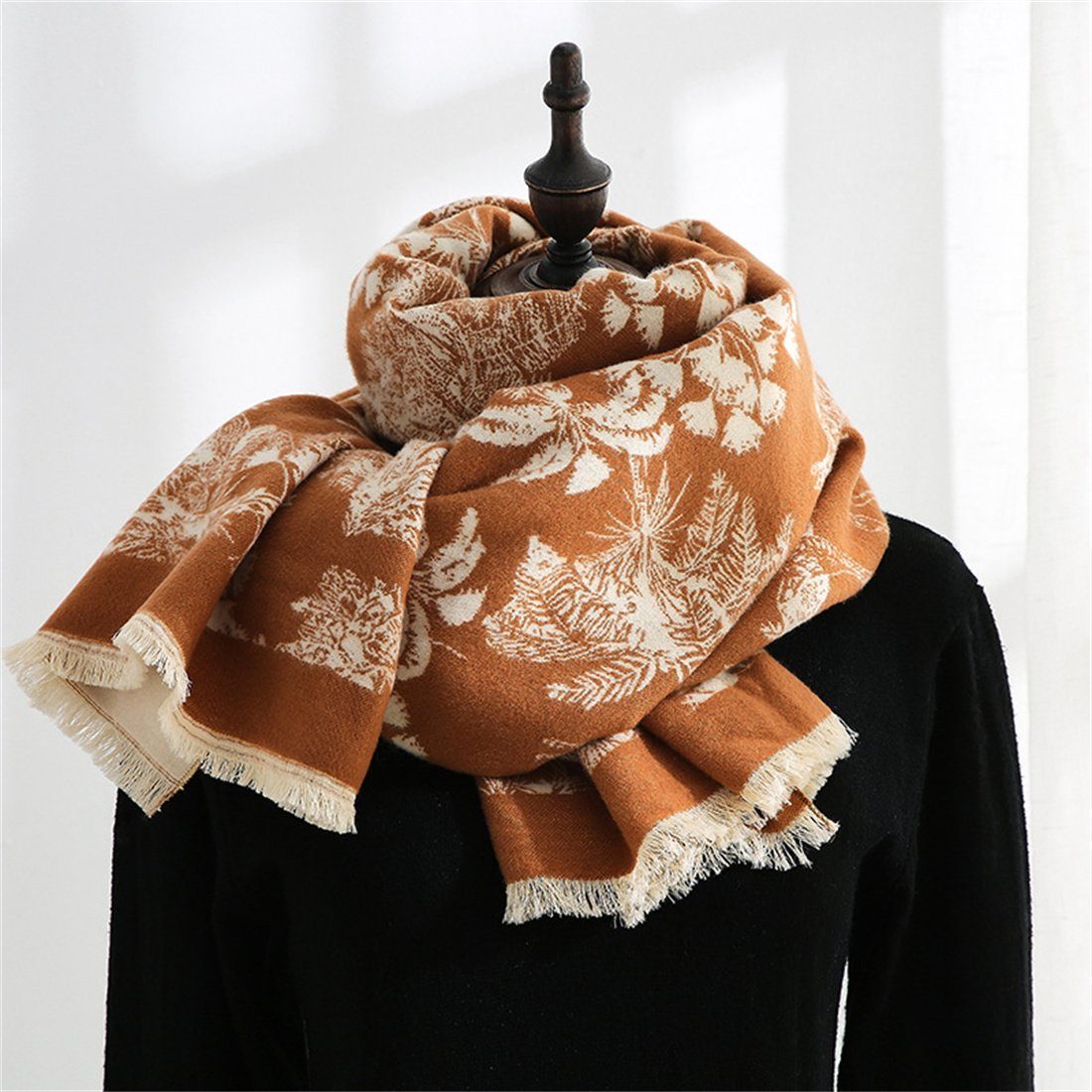 Damen verdickt Winter Schal modische DÖRÖY Modeschal warmen doppelseitigen Gelb Schal,