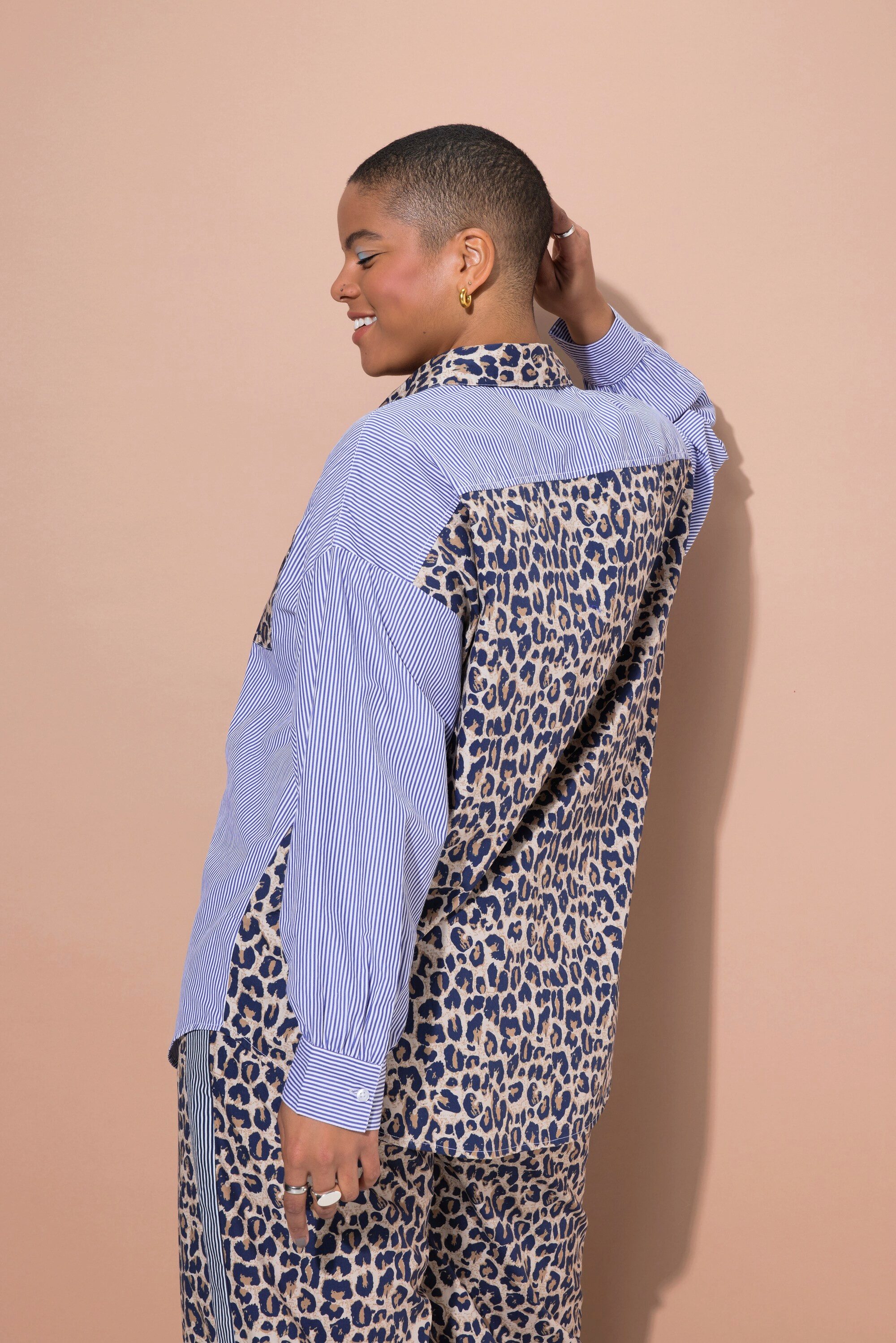 Studio Untold Hemdbluse Hemd Oversize Shape mit Streifen/Leo
