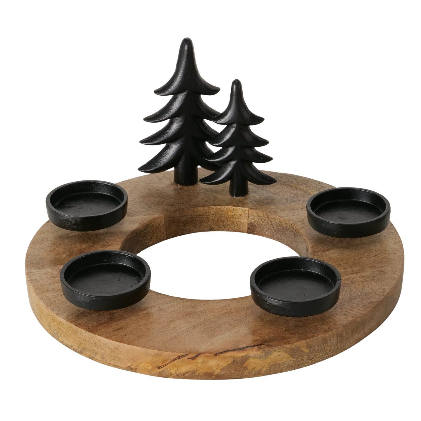 MF Adventskranz Teelichthalter Sorrest Holz Metall Adventskranz Rund Schwar günstig online kaufen