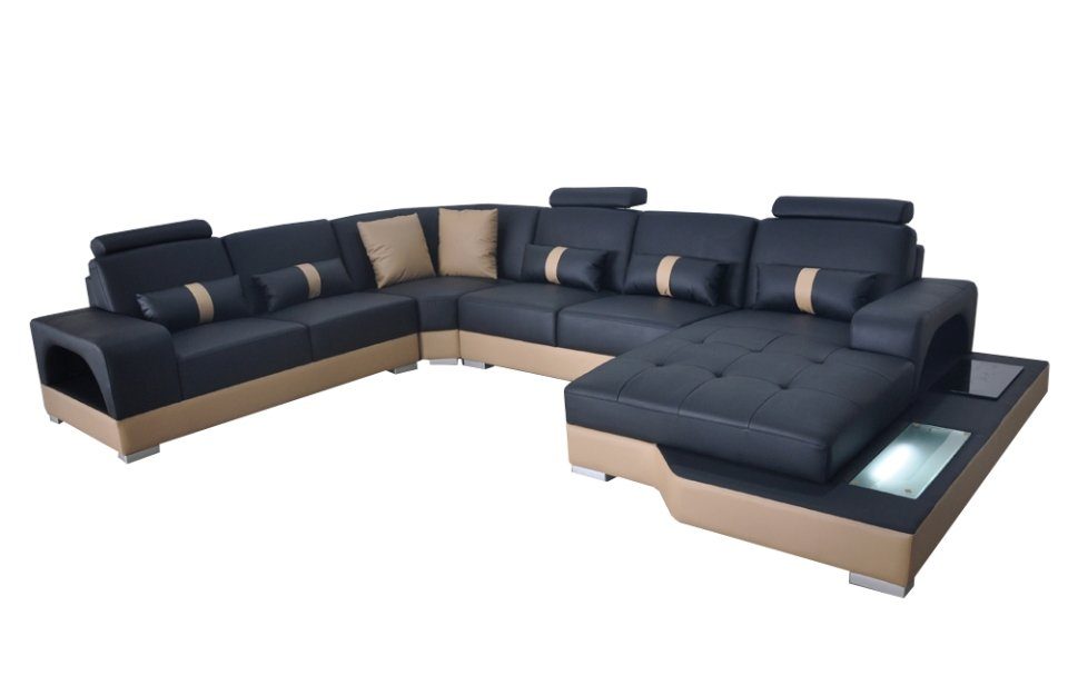 JVmoebel Ecksofa, Leder Eck Sofa Eck Wohnlandschaft Design Modern Couch Sofas UForm | Ecksofas