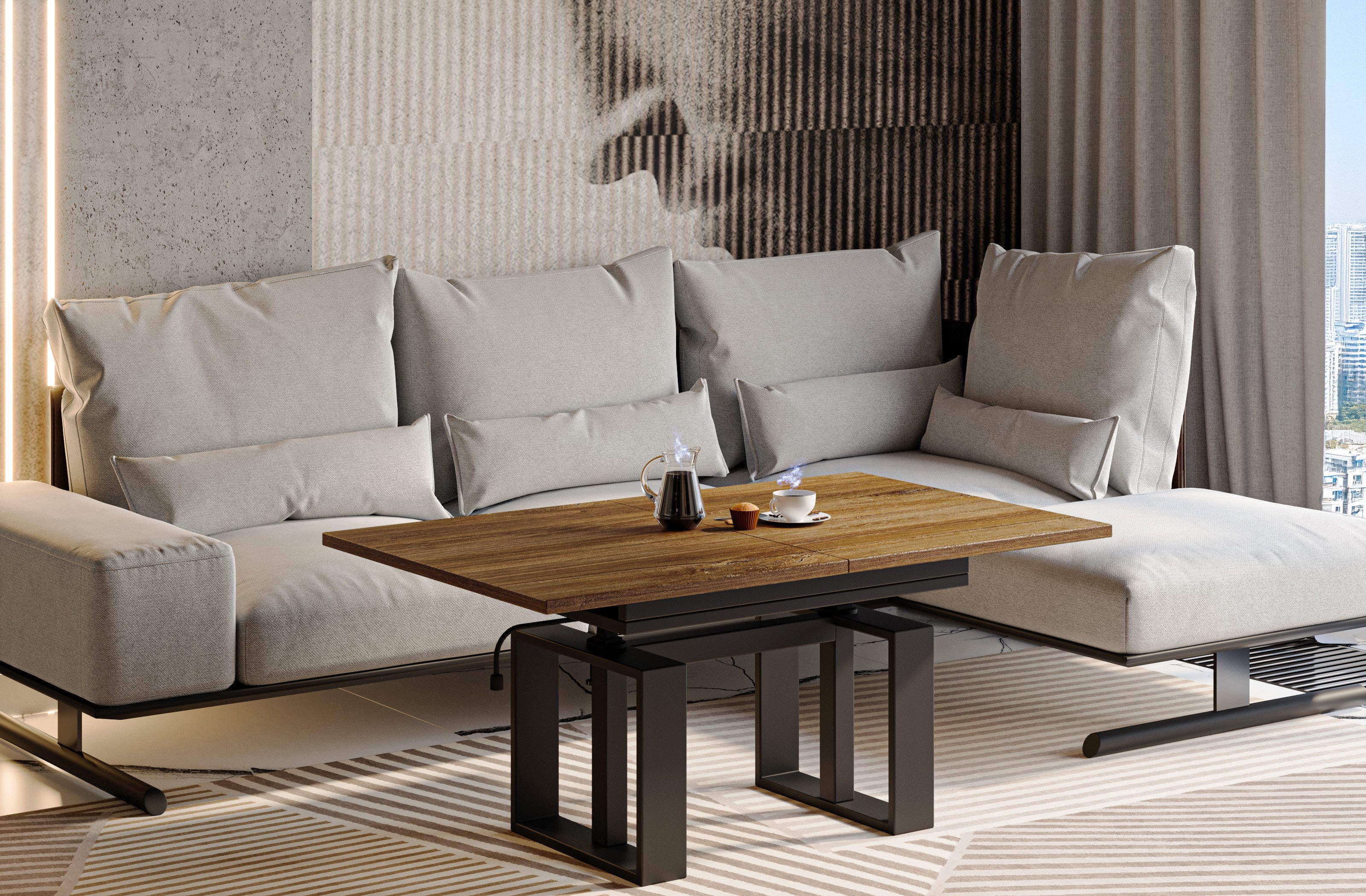 Endo-Moebel Couchtisch Empoli - ausziehbar 110-170cm und höhenverstellbar D günstig online kaufen