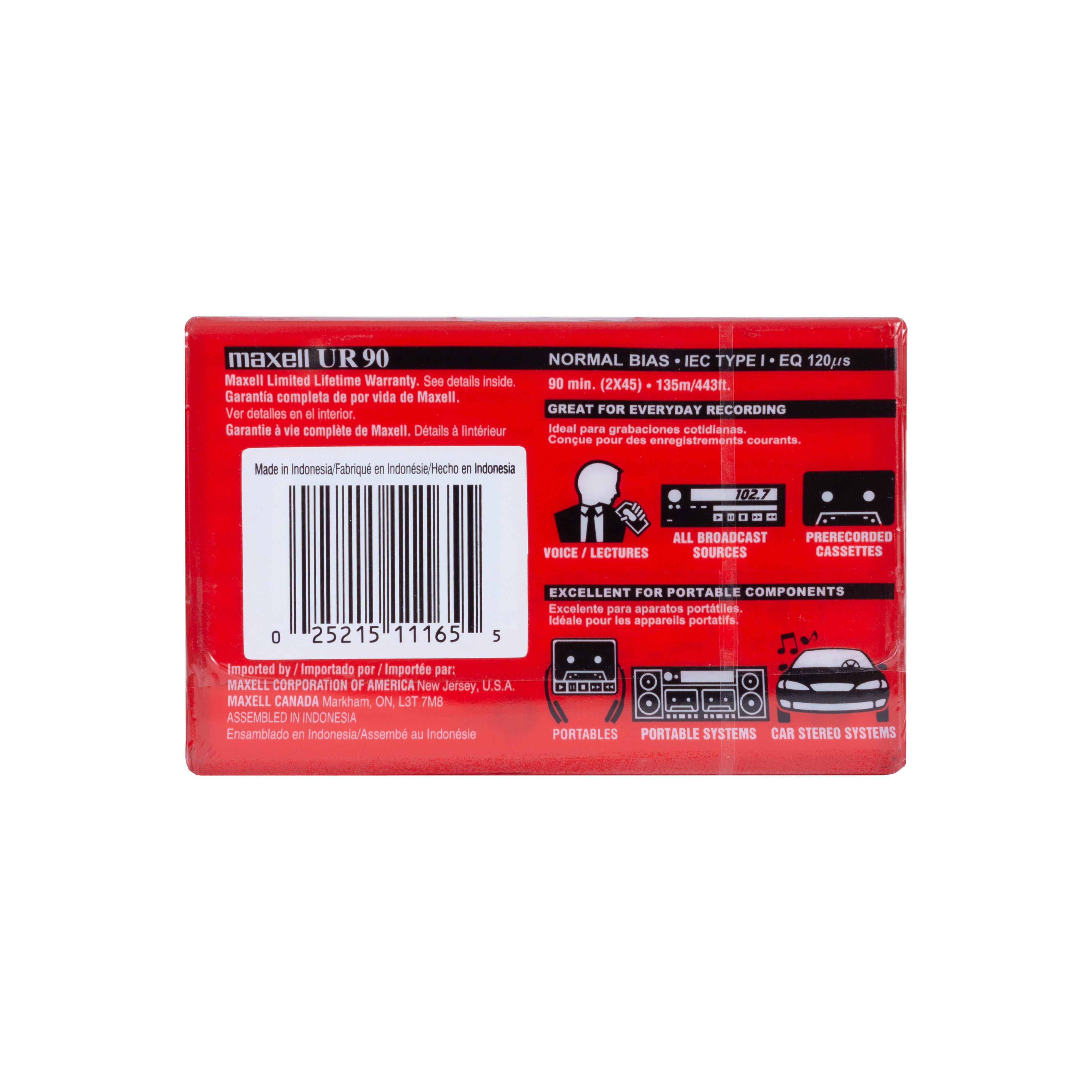 Maxell Maxell Audio-Kassetten UR 90 (digital cassette, 90 Min, 5er Pack) Kassetten Player