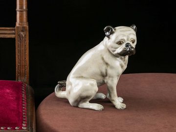 Aubaho Dekofigur Porzellanfigur Mops Porzellan Hund Bulldoge Figur Skulptur Porzellanmo
