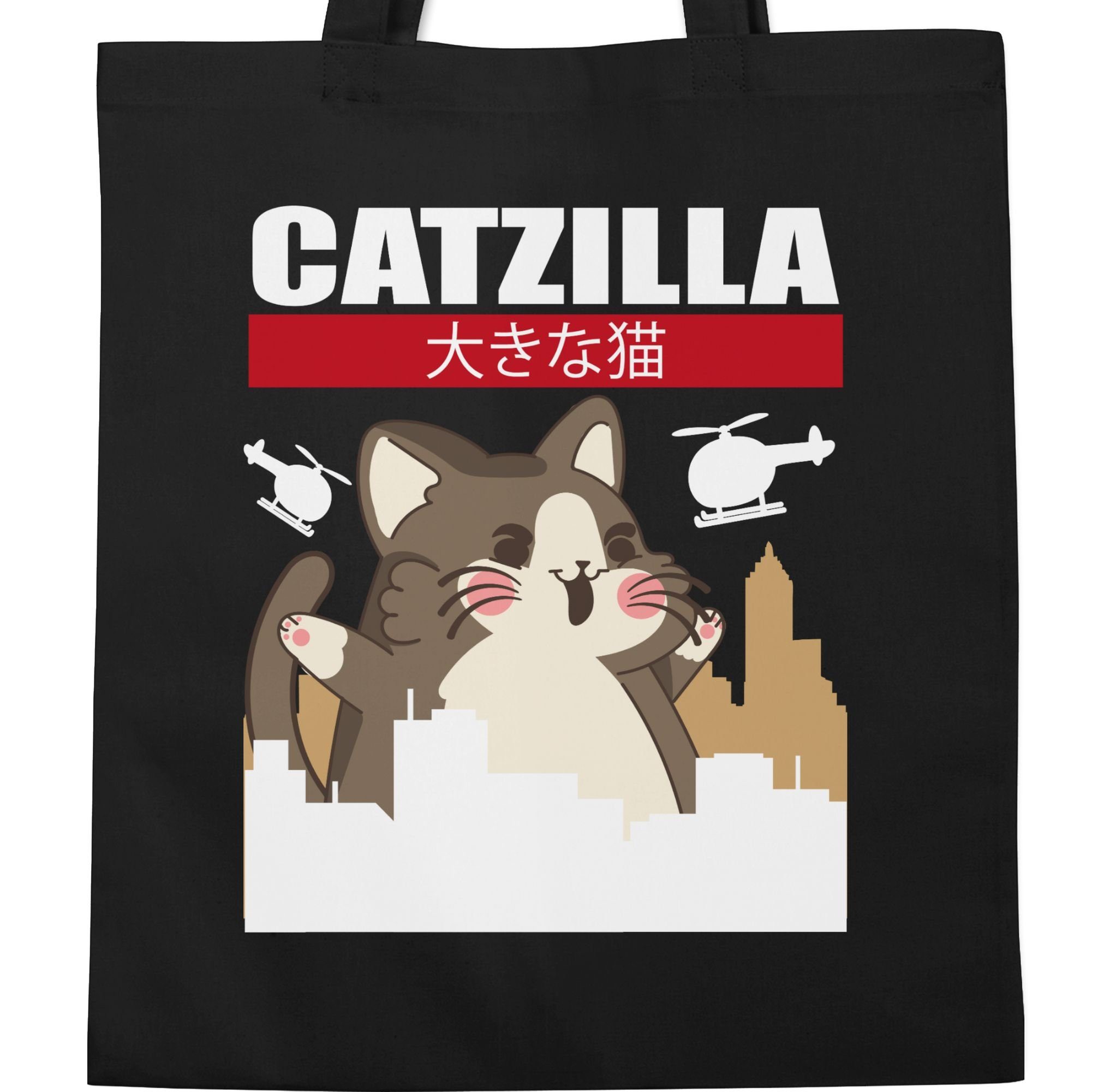 Umhängetasche Cat, 1 Geschenke Anime - Big Shirtracer Catzilla Schwarz