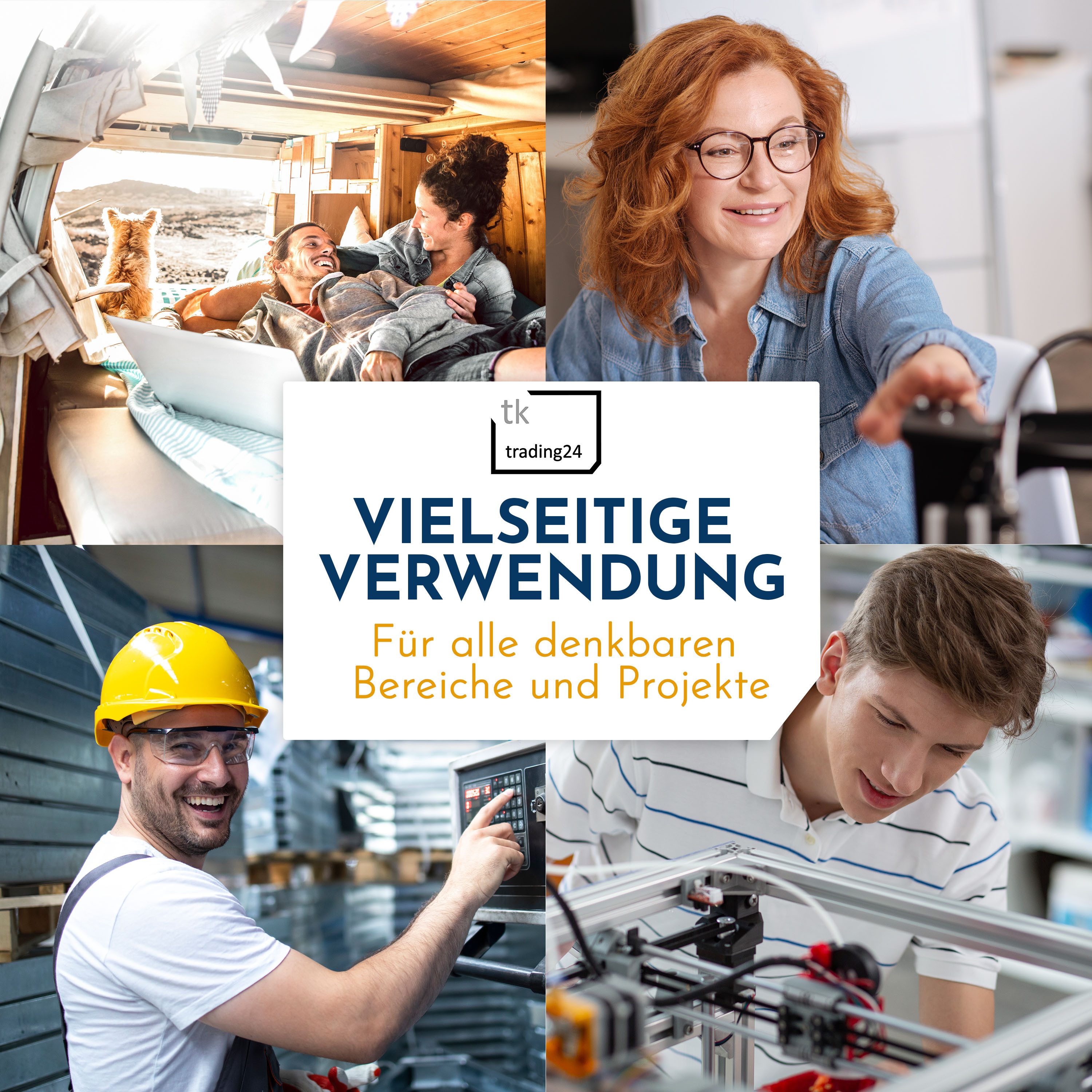 tktrading24 Profil 12x Alu Profil 30x30mm 2m Montage-, Konstruktionsprofil Nut 8 schwarz (Set)