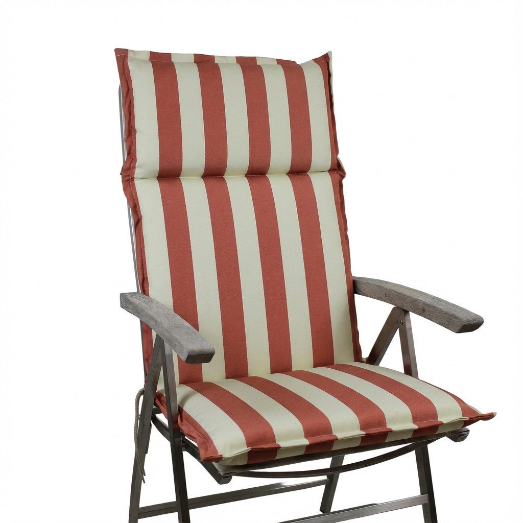 Rübeling Hochlehnerauflage Streifen Terra / Beige, Reißverschluss-Kissen