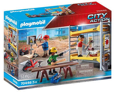 Playmobil® Spielwelt 70446 Baugerüst mit Handwerkern Baustelle, Gerüst Set Stadt Haus Handwerker Spielzeug-Figuren