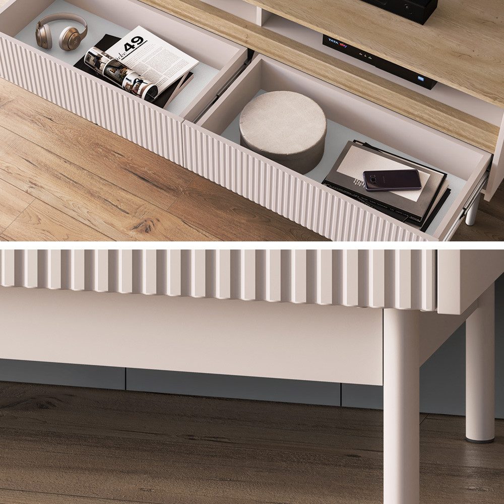 Lomadox Lowboard DINAR-131, kaschmir matt Eiche-Dekor günstig online kaufen