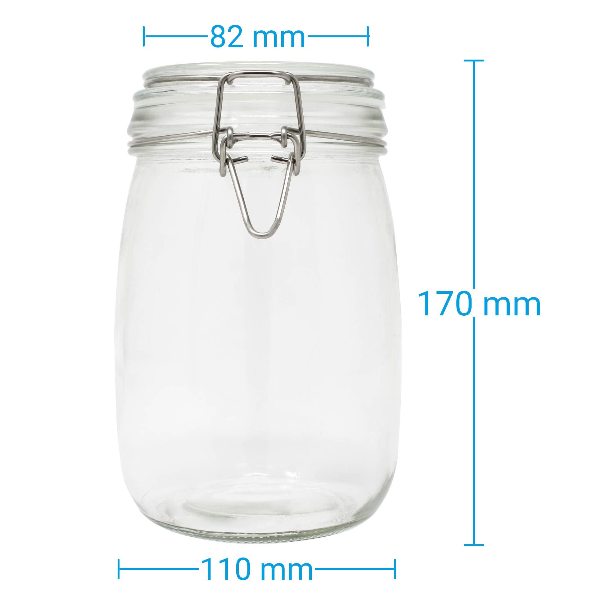 Drahtbügelglas 6er-Set - 1000ml Vorratsglas Mit Gummidichtung, Made In Germany