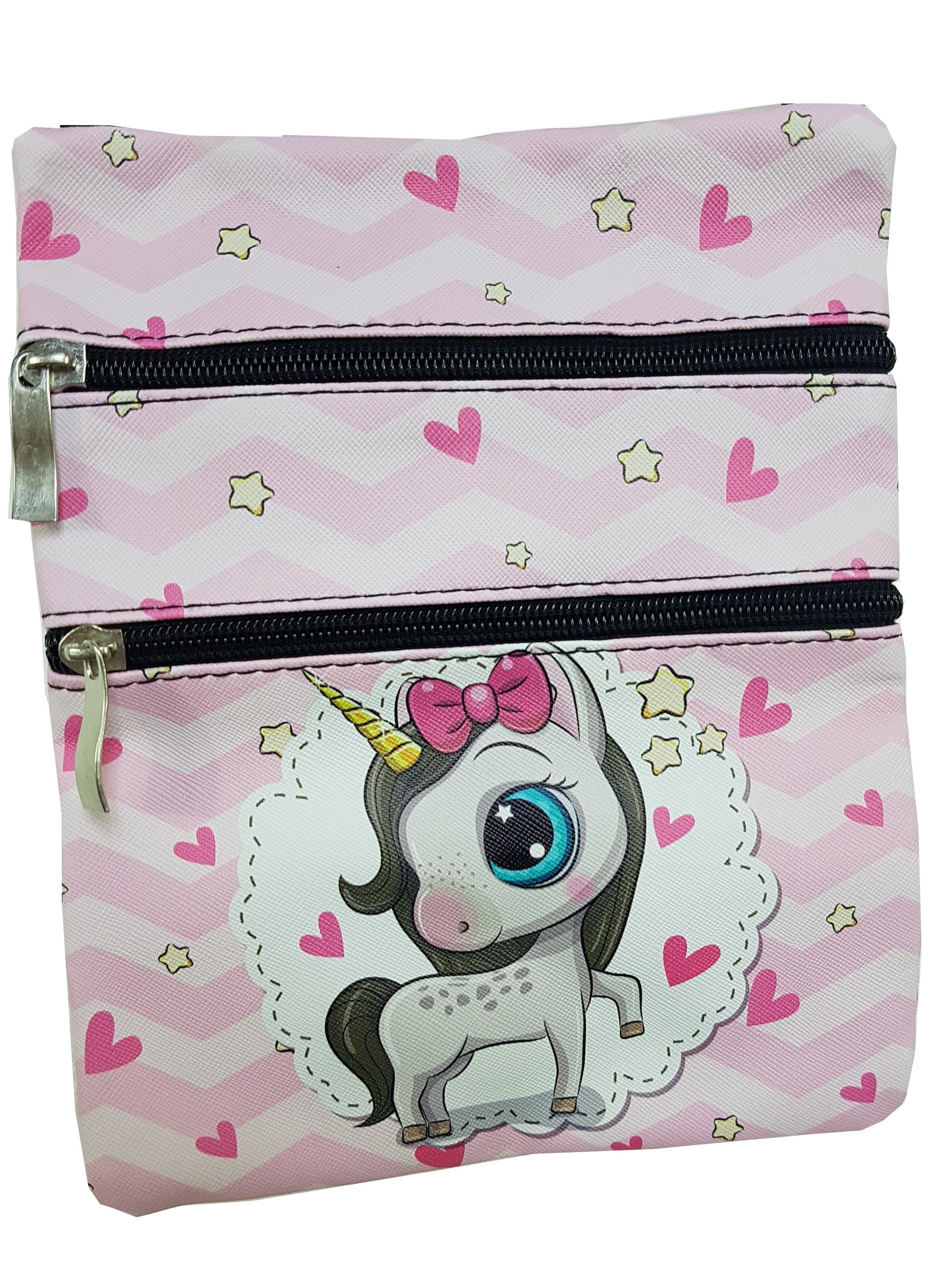 Einkaufszauber Handtasche Kinder Einhorn Handtasche Rosa mit Herzen, Einhorn