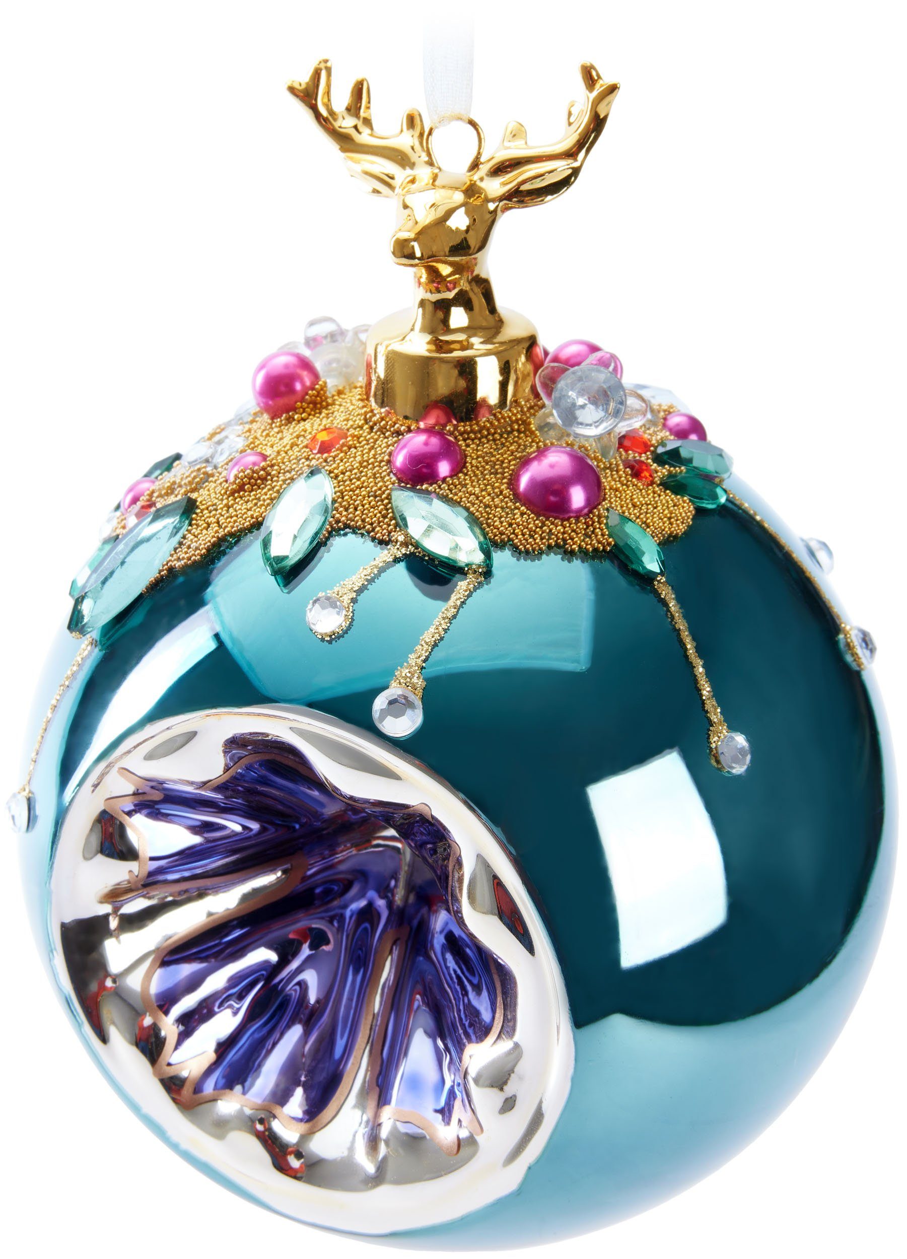 BRUBAKER Weihnachtsbaumkugel Premium Weihnachtskugel - Tiere mit Blumen - 1 günstig online kaufen