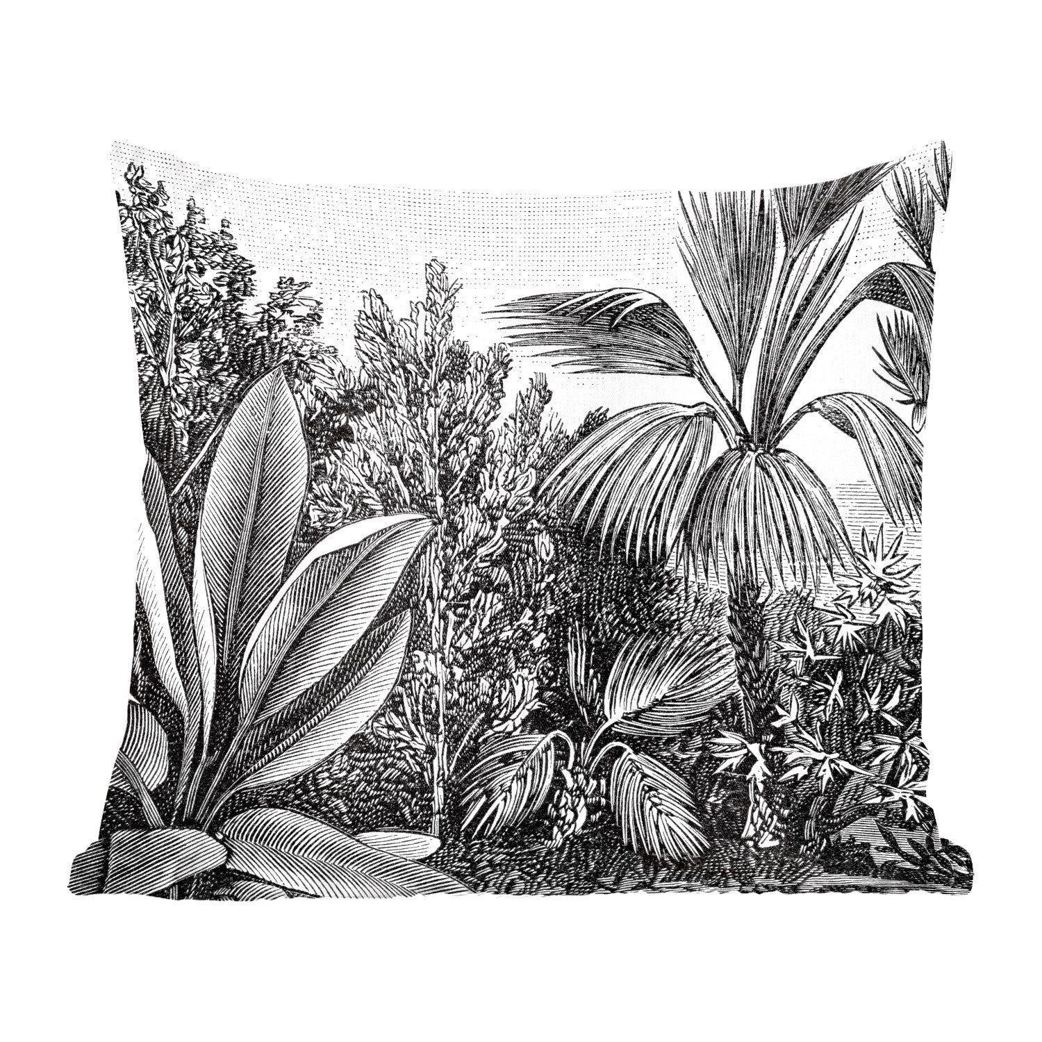 MuchoWow Dekokissen Pflanzen - - - Natur Illustration Ernst mit Zierkissen - Haeckel, Füllung Schlafzimmer, Wohzimmer, für Sofakissen Deko, Gestaltung