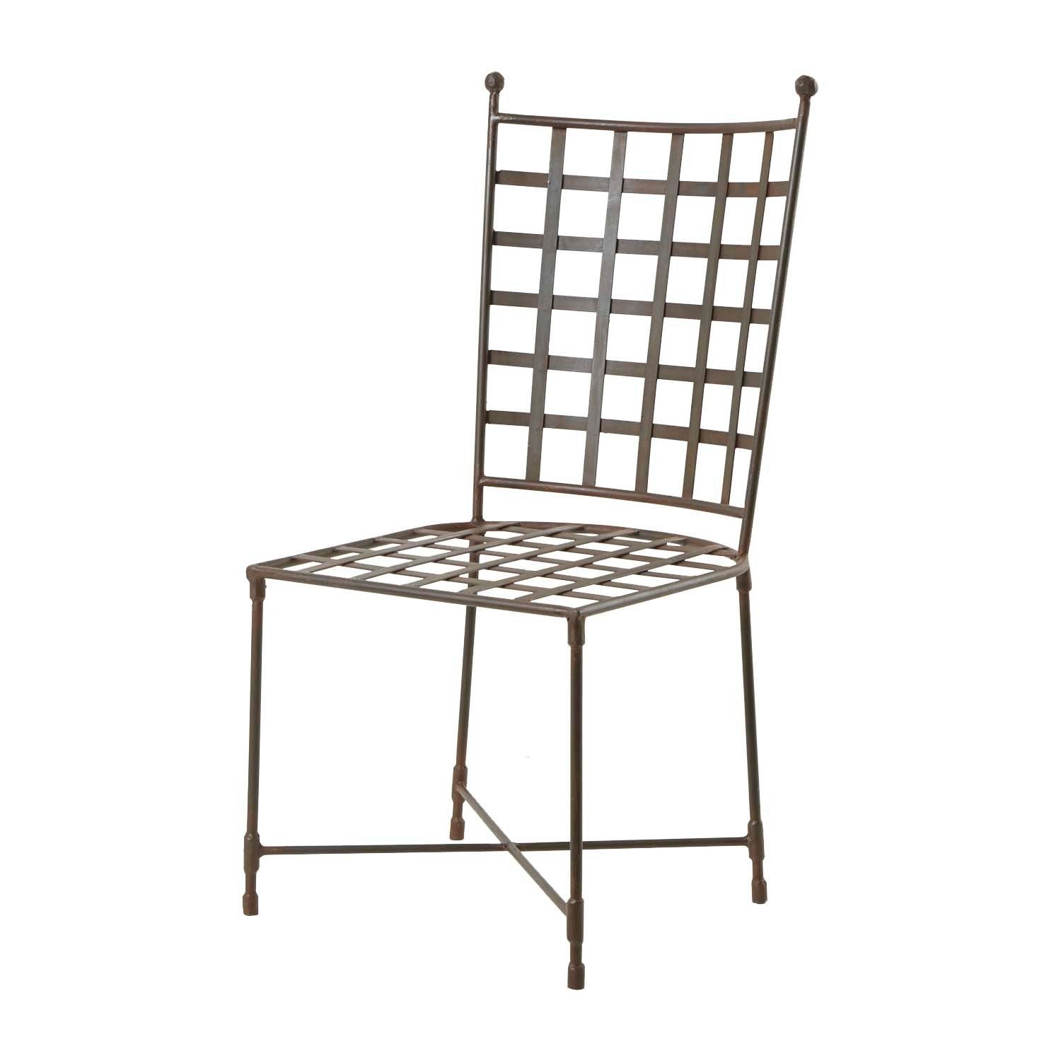 Casa Moro Gartenstuhl Marokkanischer Eisen Stuhl Salmane mit Rust Finish (Esszimmerstuhl Antik Look Eisenstuhl), Kunsthandwerk aus Marokko