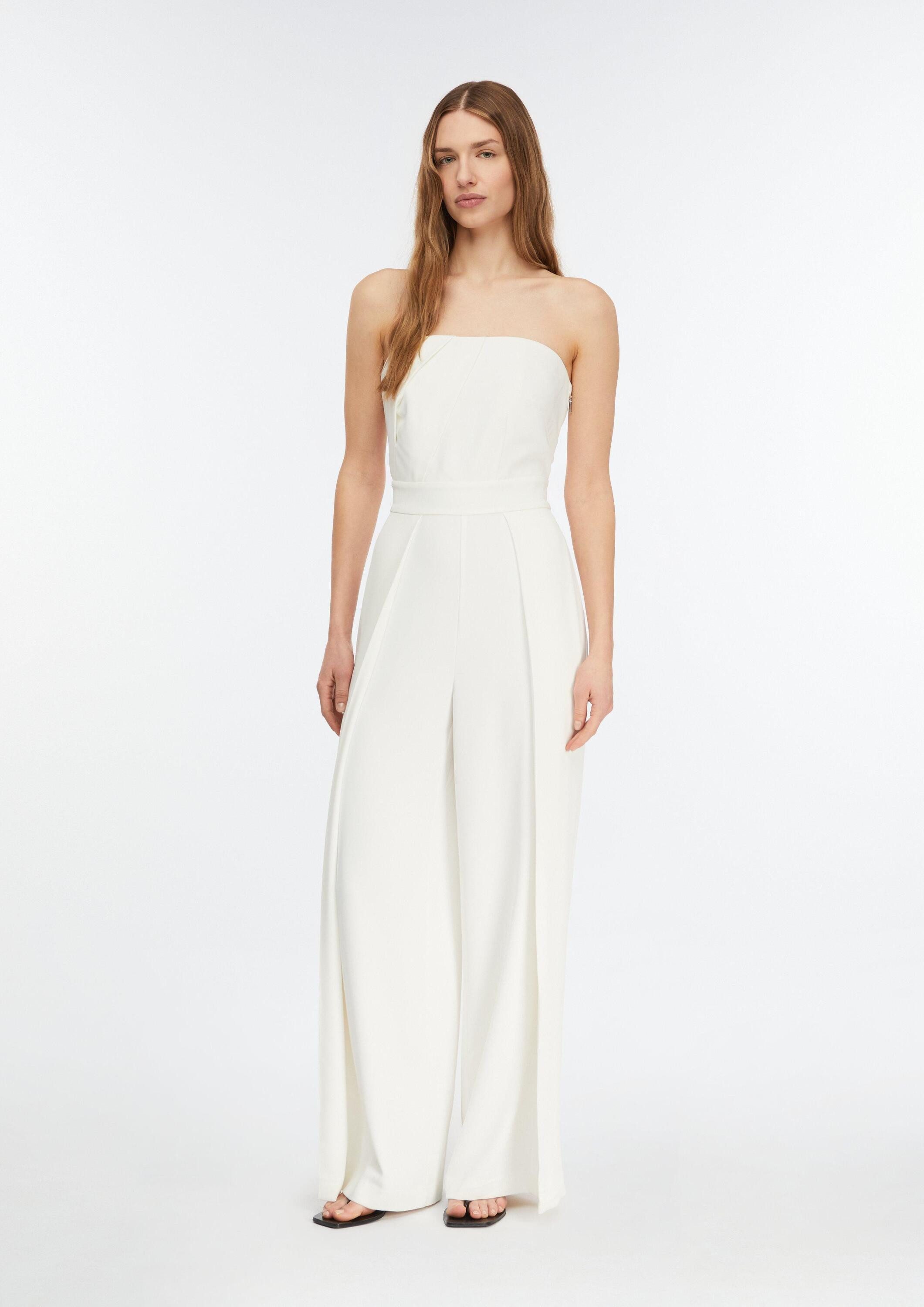 comma Jumpsuit Overall Festlicher Jumpsuit mit drapierter Corsage