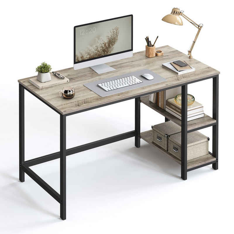VASAGLE Schreibtisch Computertisch, 120x60x75 cm Bürotisch mit 2 Ablagen