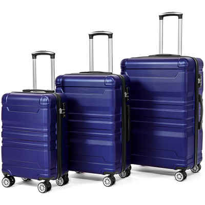 LBF Trolleyset Hartschalen-Handgepäck Koffer 3-teiliges Set M/L/XL, 4 Rollen, (Set, 3 tlg), mit TSA-Schloss und Universalrad Erweiterbar Seitengriff blau