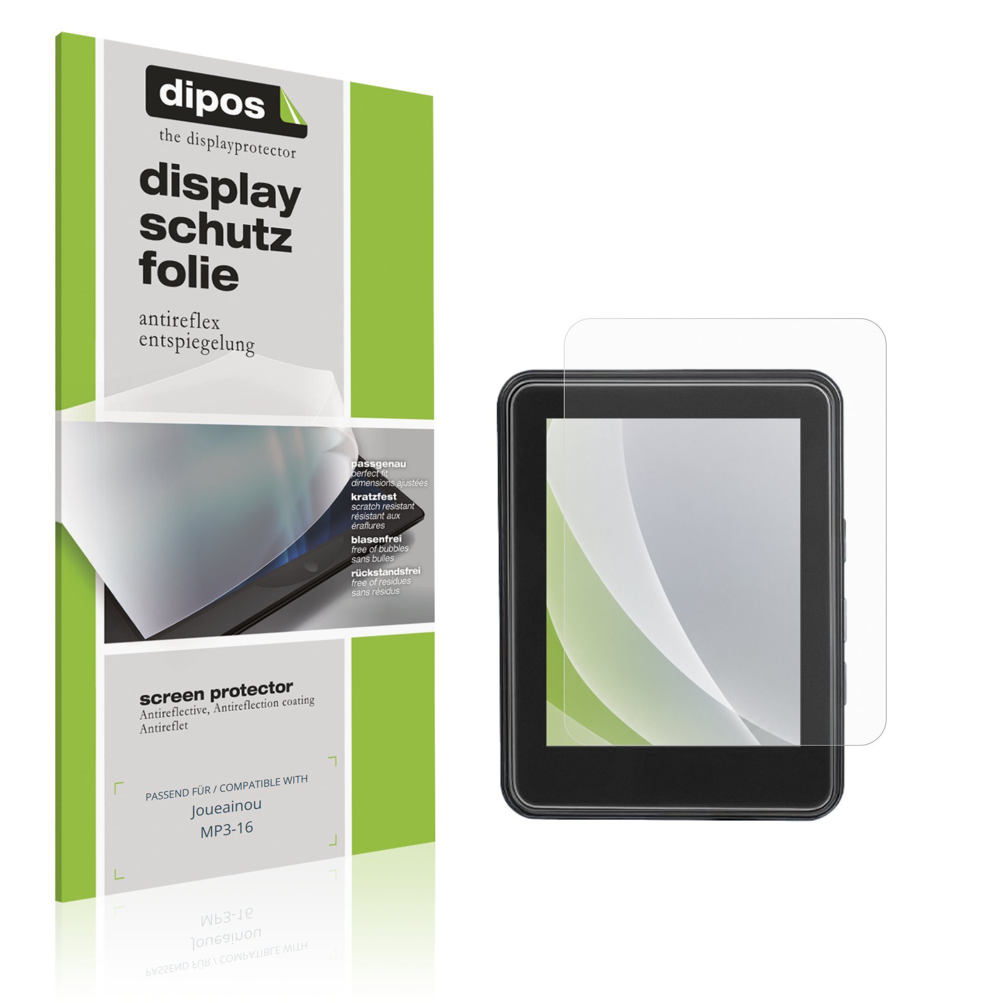 dipos Displayschutzfolie Schutzfolie für Joueainou MP3-16, 4 Stück, Displayschutz Schutz Folie Made in Germany