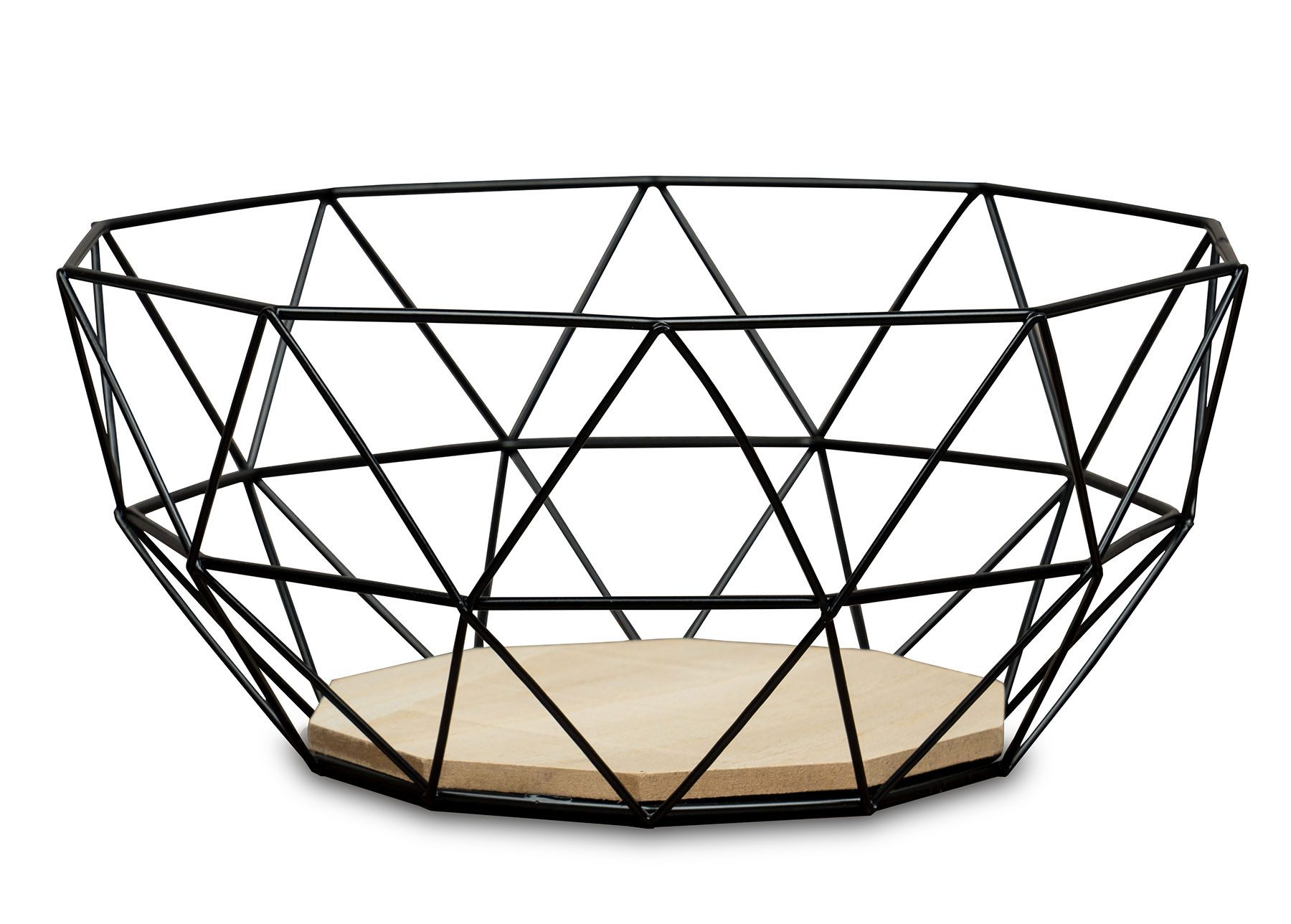 Levandeo® Dekoschale, Korb Metall Schwarz 26x12cm Modern Holz MDF Braun Schüssel Schale