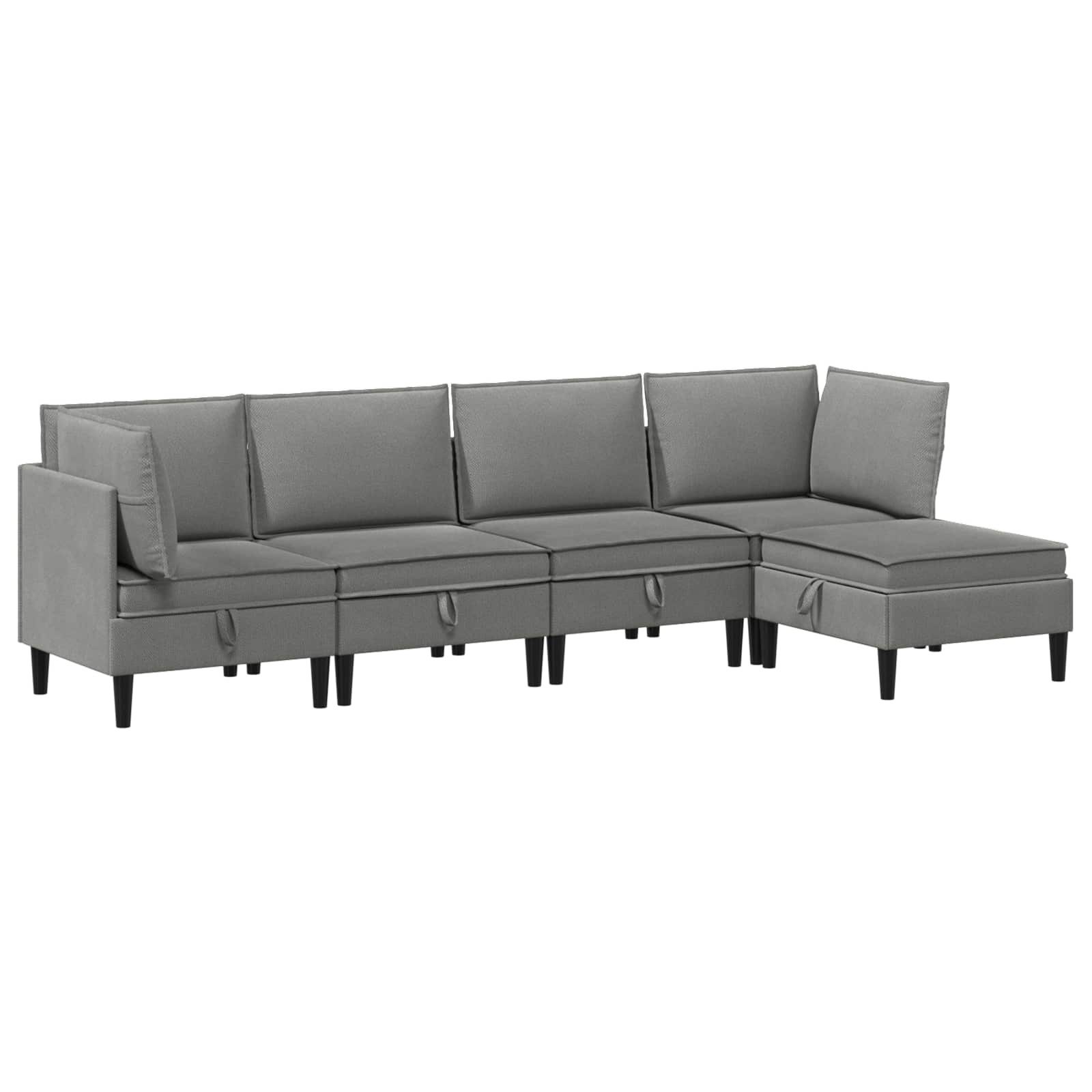 vidaXL Sofa Wohnzimmergarnitur 5 stk. Dunkelgrau Stoff, 5 Teile