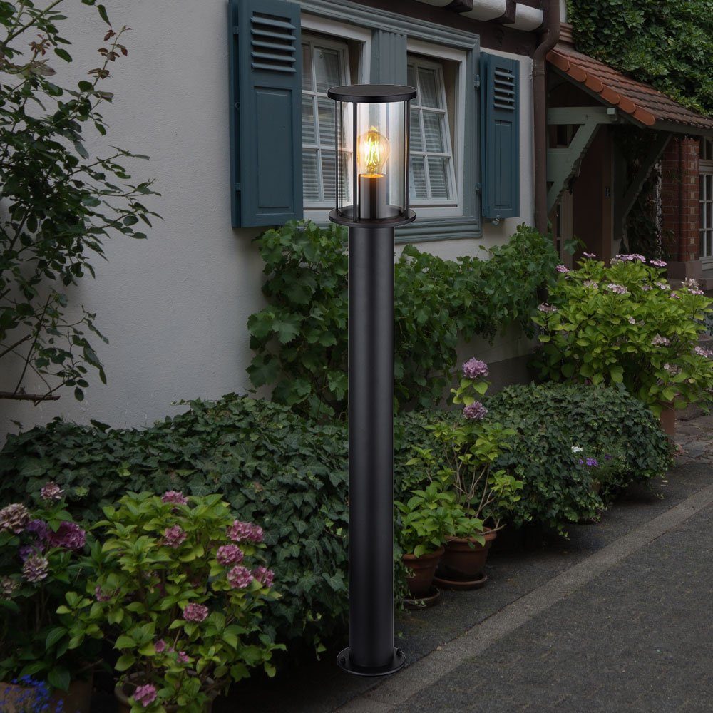 Gartenlampe, glas nicht schwarz Globo inklusive, Stehleuchte H rauchfarben, 100cm Sockelleuchten, Metallstäbe Leuchtmittel