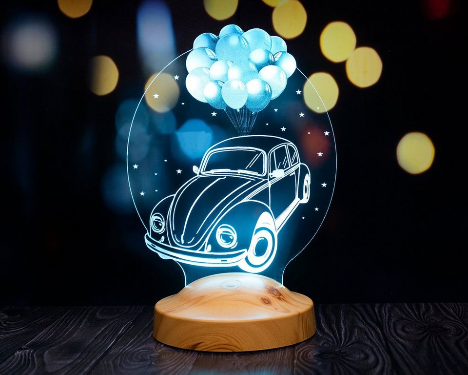 Geschenkelampe LED Nachttischlampe Nostalgisches Auto 3D mehrfarbige  Nachtlicht für Automobil Fans, Leuchte 7 Farben fest integriert,  Geburtstagsgeschenk für Freunde, Kollege