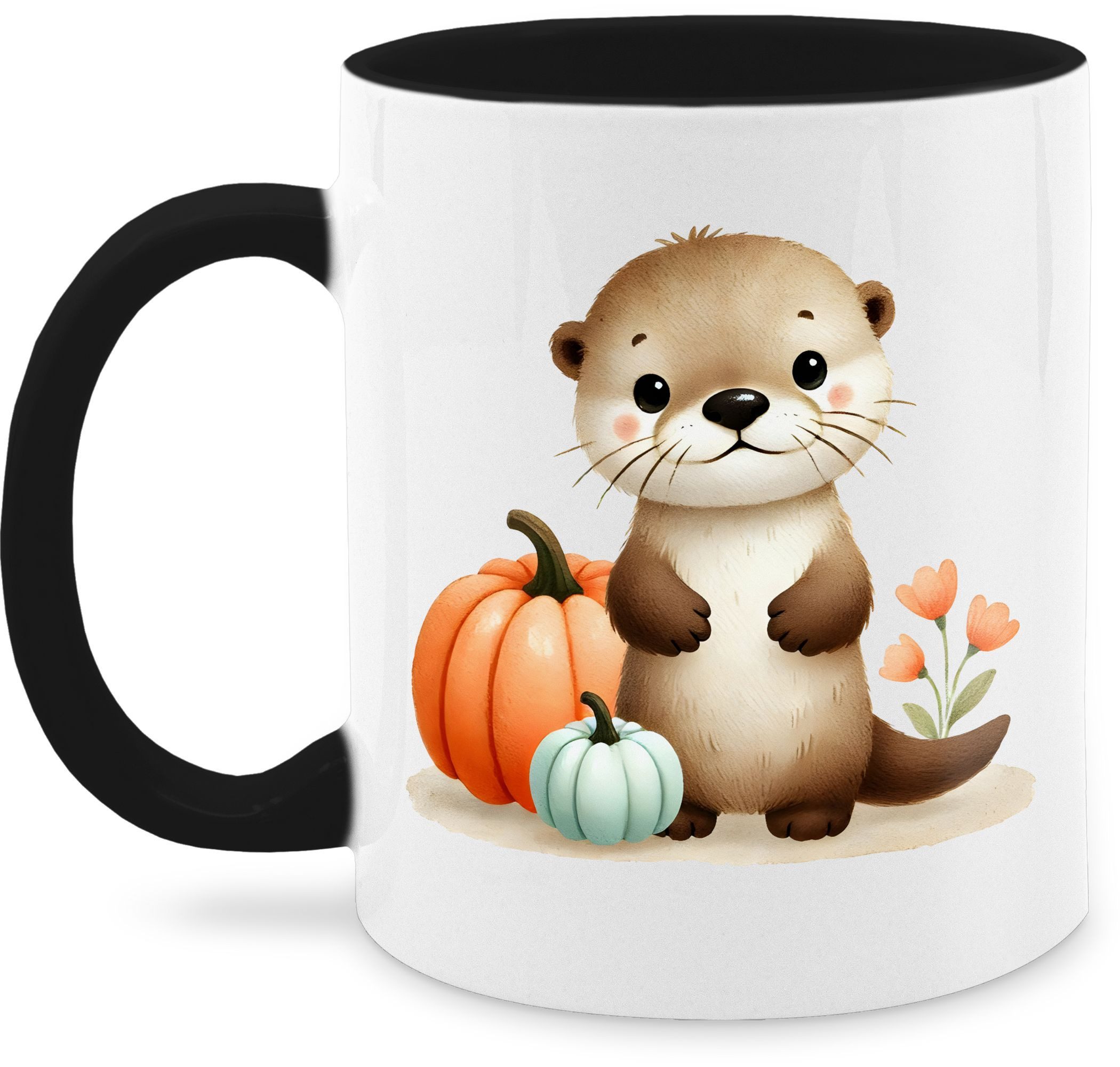 Tasse Süßer Otter mit Kürbis, Herbstliches Baby und Kinder Motiv, Niedlich
